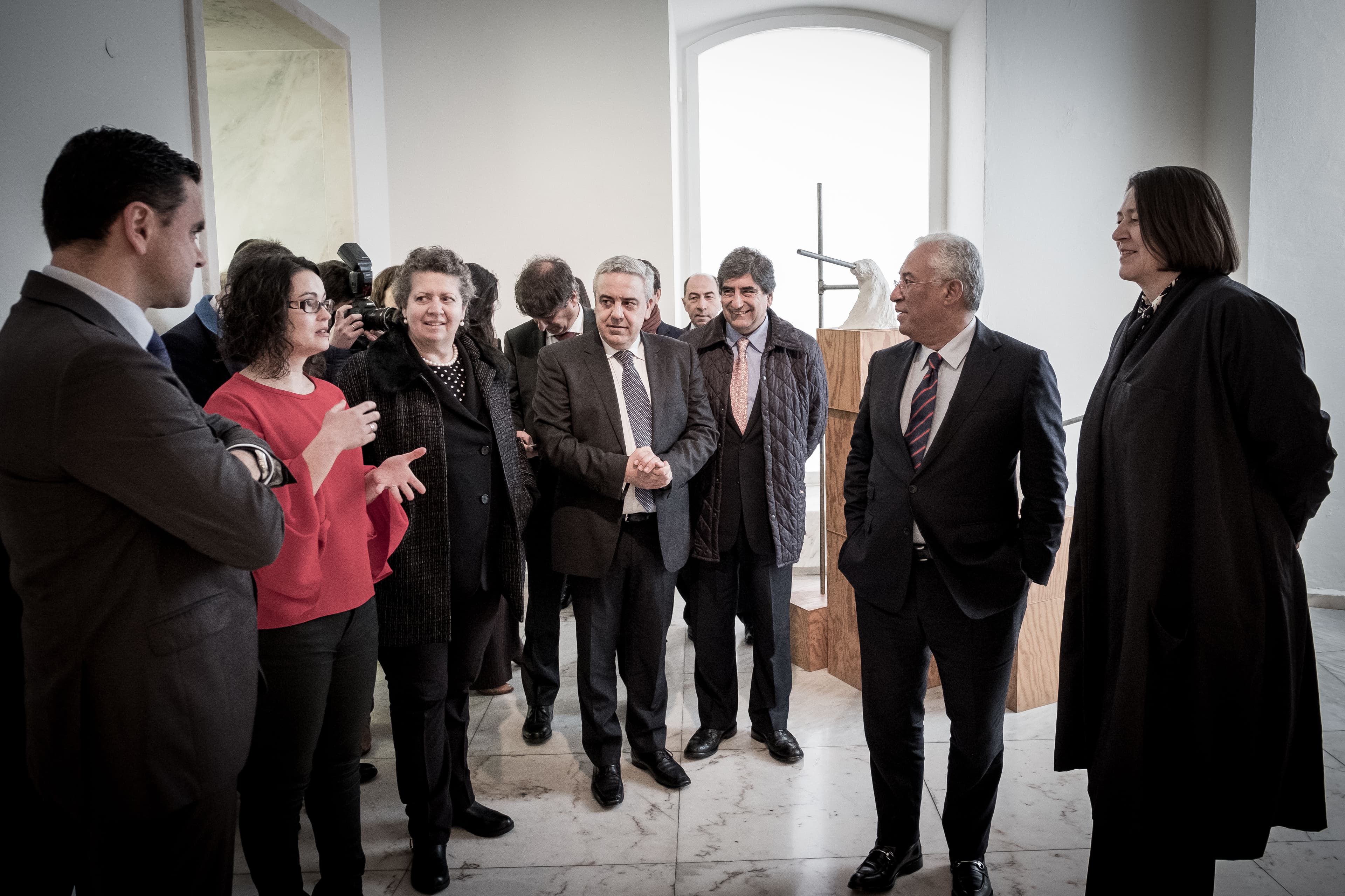 Primeiro-Ministro António Costa, Ministros do Planeamento e Infraestruturas, Pedro Marques, e do Mar, Ana Paula Vitorino, e Comissária da UE para os transportes, Violeta Bulc, no lançamento da linha ferroviária Évora-Caia, Elvas, 5 março 2018