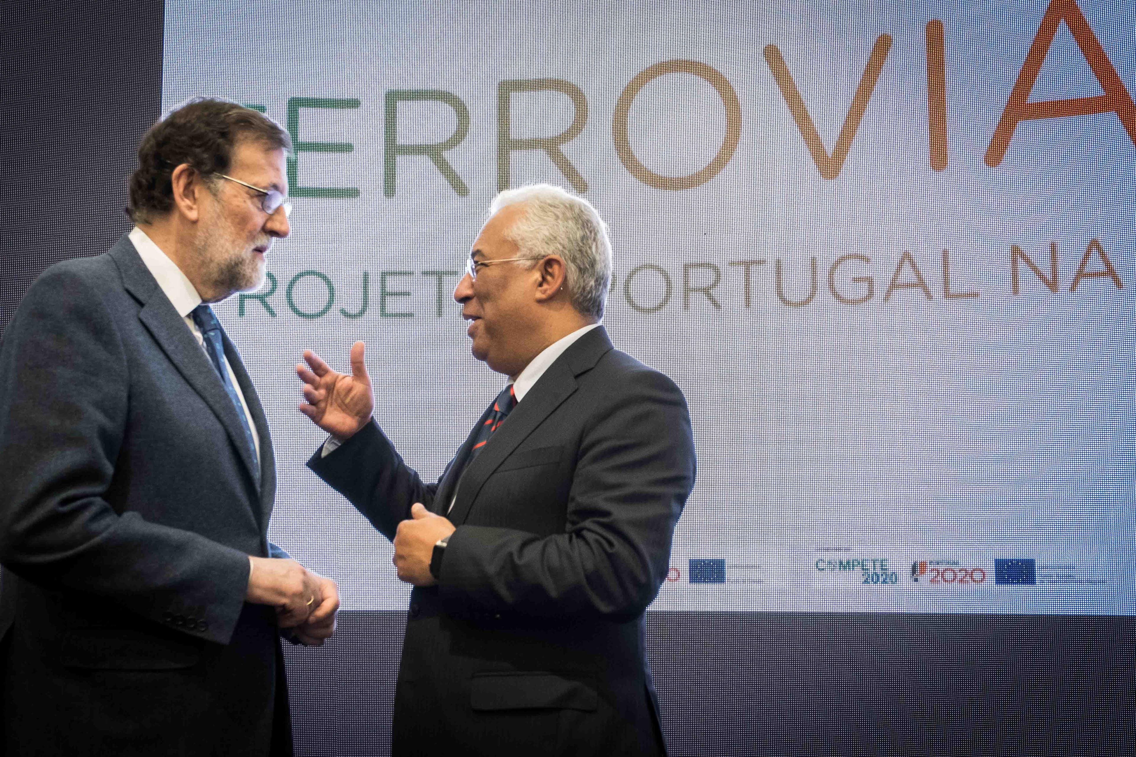 Primeiro-Ministro António Costa e Presidente do Governo de Espanha, Mariano Rajoy, no lançamento da linha ferroviária Évora-Caia, Elvas, 5 março 2018 (Foto: Clara Azevedo)