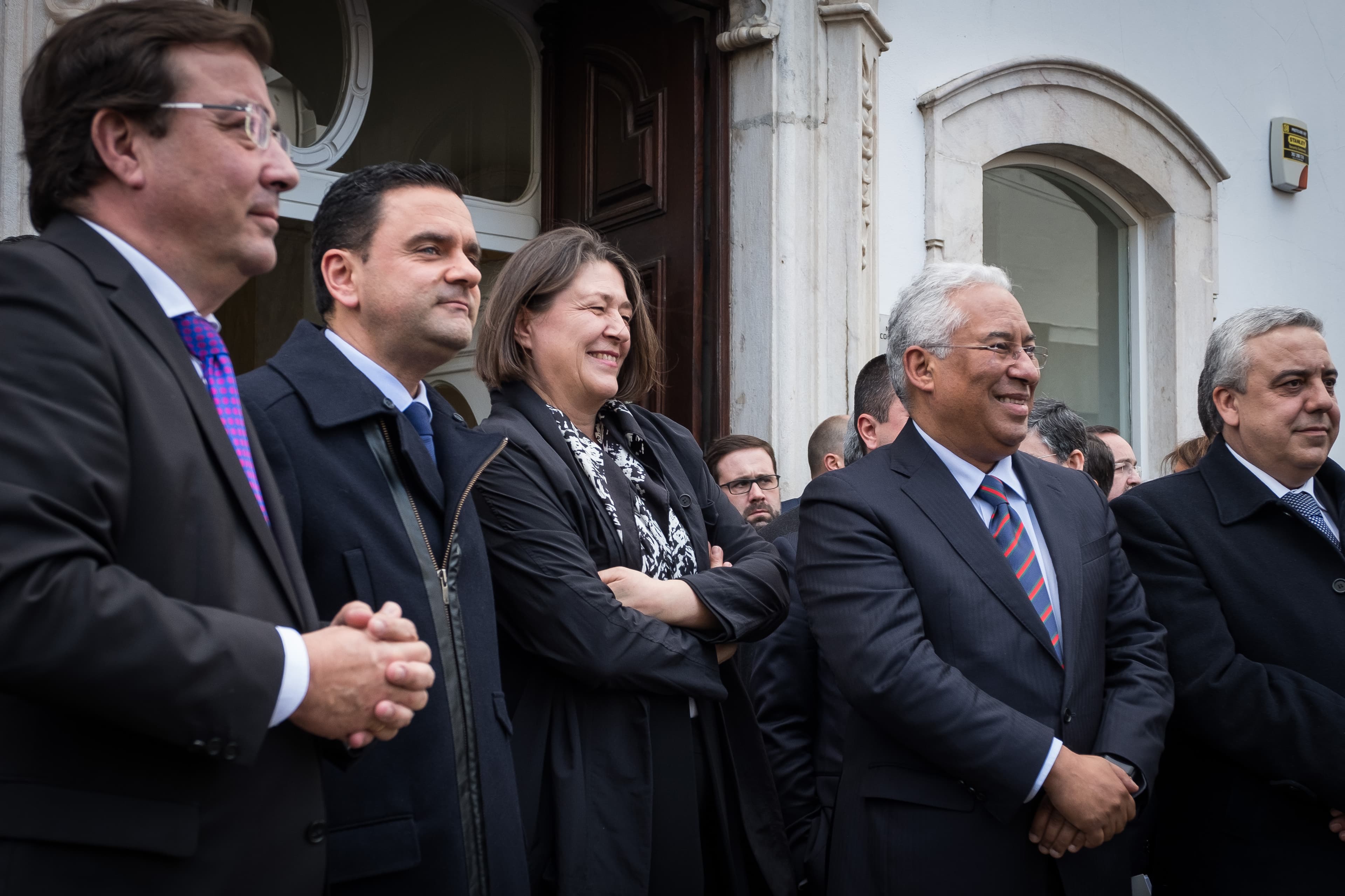 Primeiro-Ministro António Costa, Comissária da UE para os transportes, Violeta Bulc, e Ministro do Planeamento e Infraestruturas, Pedro Marques, no lançamento da linha ferroviária Évora-Caia, Elvas, 5 março 2018 (Foto: Clara Azevedo)
