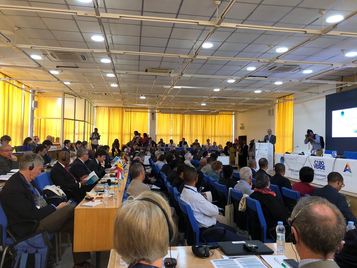 Presidente da República de Cabo Verde, Jorge Carlos Fonseca, abre Diálogo Governo-Ciência-Indústria sobre Interações Altânticas, no âmbito da instalação do Centro Internacional de Investigação Atlântica dos Açores, Cidade da Praia, 7 maio 2018
