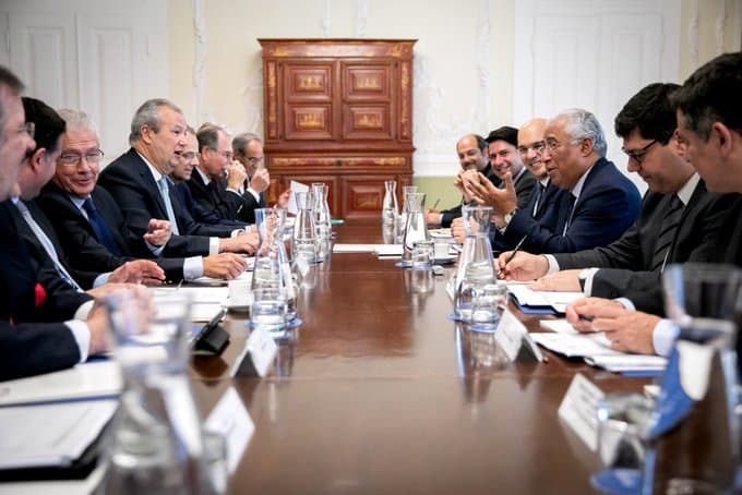 Primeiro-Ministro António Costa e Secretário de Estado da Internacionalização, Eurico Brilhante Dias, durante uma reunião do Conselho Estratégico para a Internacionalização da Economia, Lisboa, 4 julho 2018