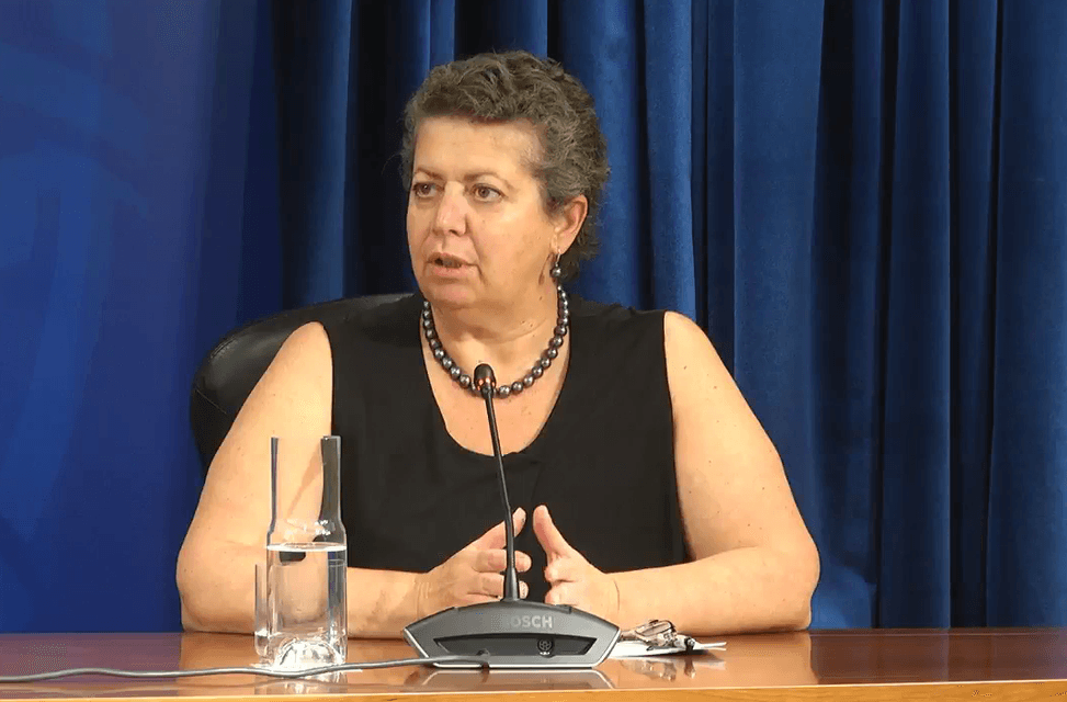 Ministra do Mar, Ana Paula Vitorino, na conferência de imprensa do Conselho de Ministros, 6 setembro 2018
