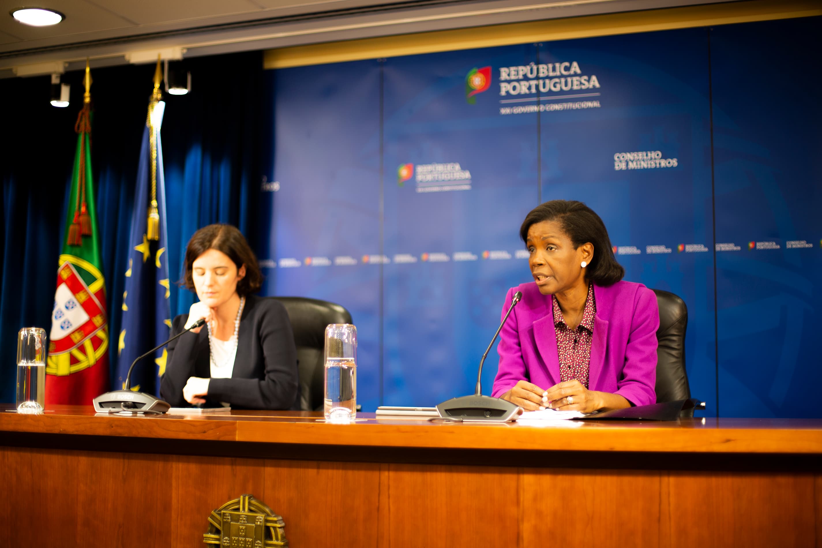 Ministra da Justiça, Francisca Van Dunem, na conferência de imprensa após Conselho de Ministros, Lisboa, 9 maio 2019 (Foto: João Bica)