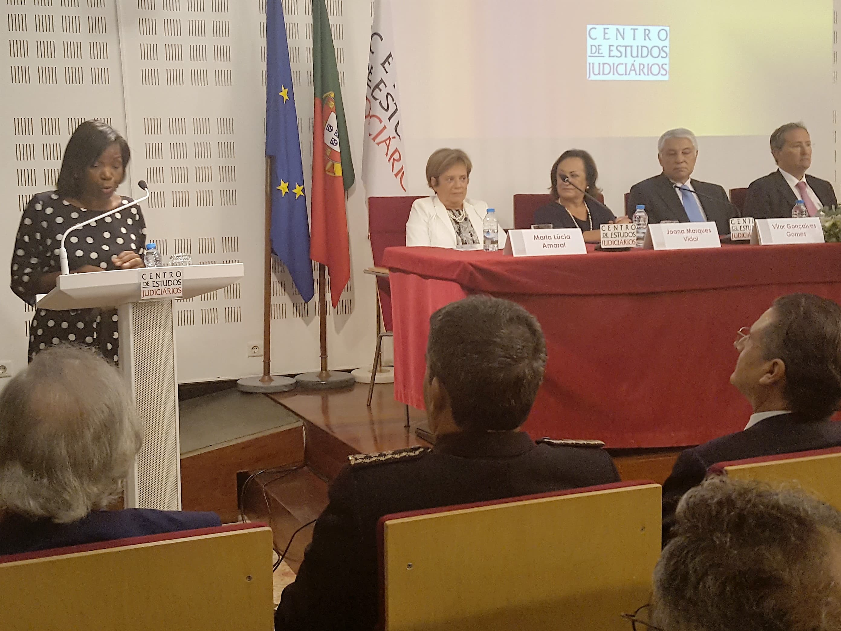 Ministra da Justiça, Francisca Van Dunem, na abertura do Curso de Formação de Magistrados para os Tribunais Judiciais e do Curso de Formação de Juízes para os Tribunais Administrativos e Fiscais, Lisboa, 17 setembro 2018