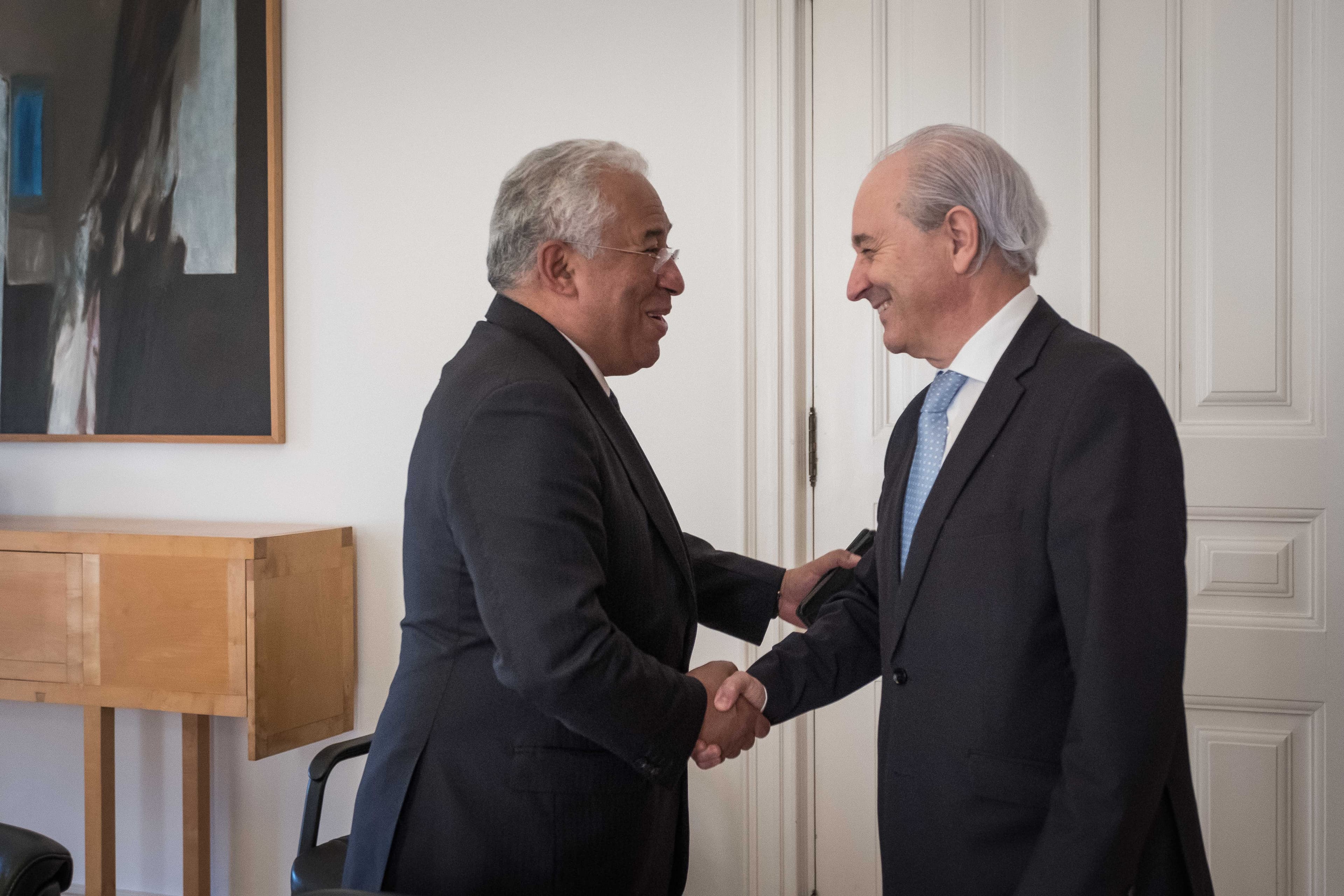 Primeiro-Ministro António Costa e Presidente do PSD Rui Rio antes da assinatura das declarações conjuntas sobre fundos da União Europeia e descentralização, Lisboa, 18 abril 2018 (Foto: Clara Azevedo)