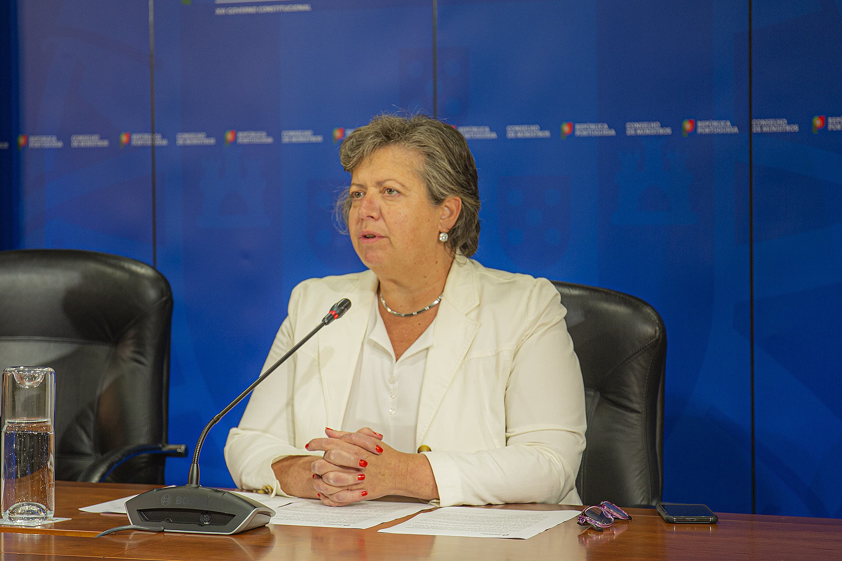 Ministra do Mar, Ana Paula Vitorino, na conferência de imprensa após a reunião do Conselho de Ministros, Lisboa, 25 julho 2019 (Foto: João Bica)