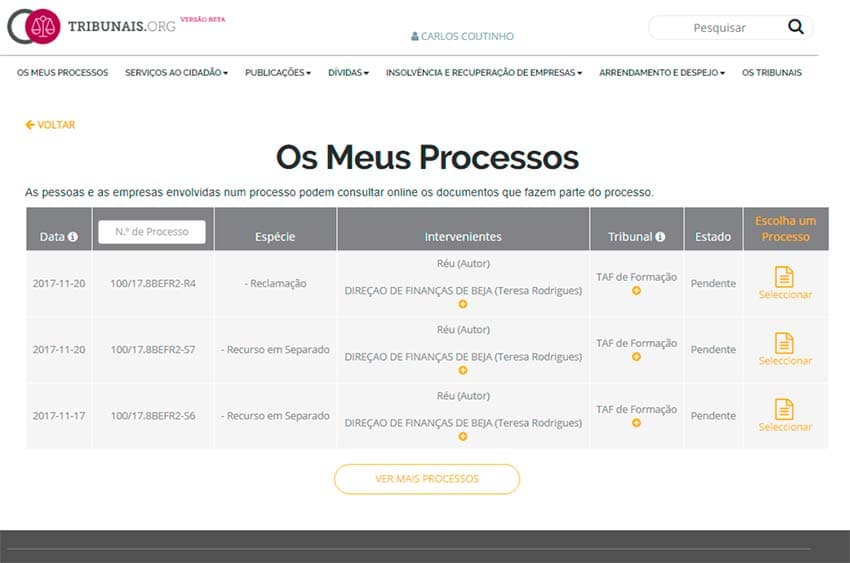 Nova plataforma da justiça