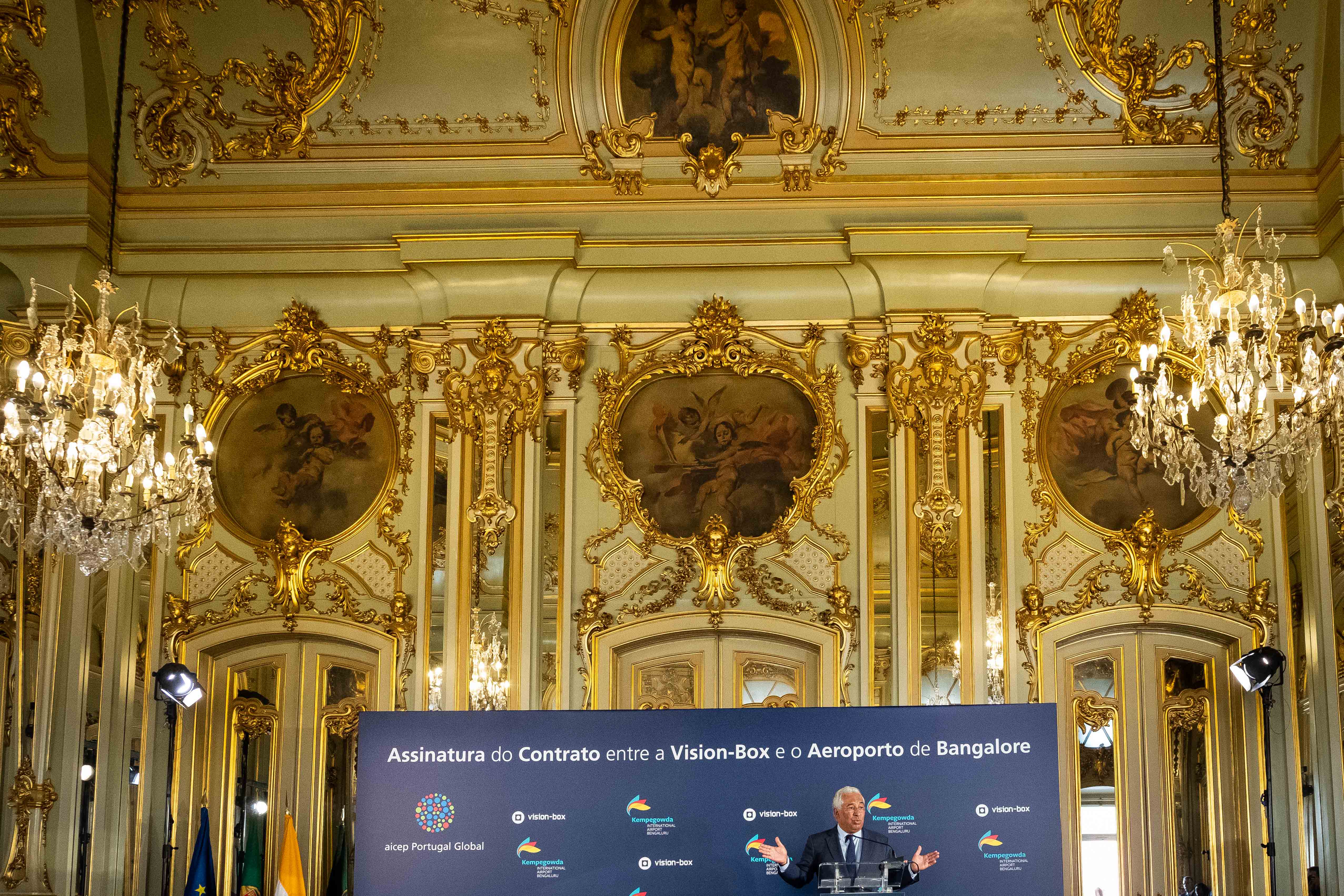 Primeiro-Ministro António Costa na assinatura do contrato entre a Vision-Box e o Aeroporto de Bangalore, Lisboa, 5 setembro 2018 (Foto: Clara Azevedo)