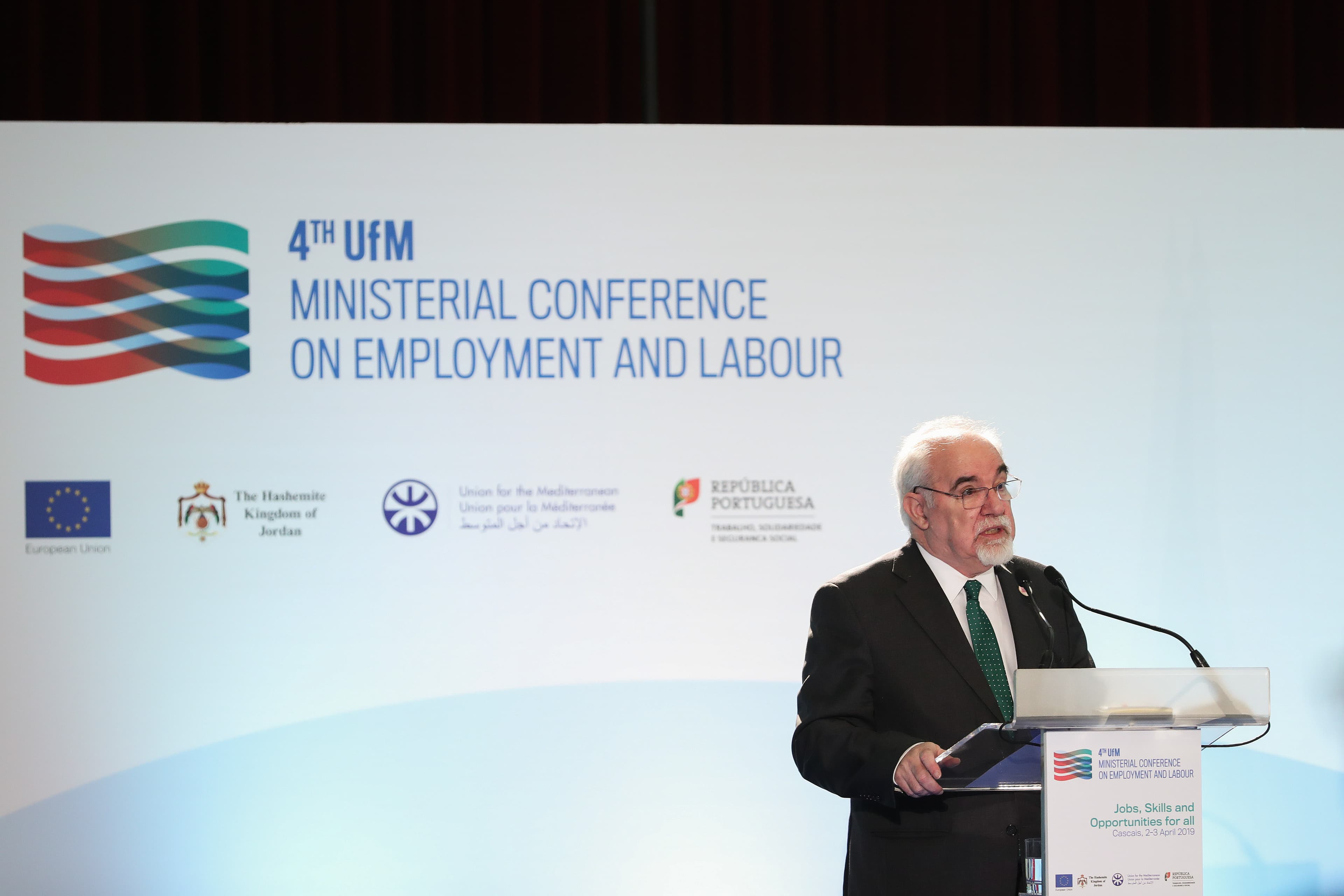 Ministro do Trabalho, Solidariedade e Segurança Social, José António Vieira da Silva, na 4.ª Conferência de Ministros do Emprego e Trabalho da União para o Mediterrâneo, Cascais, 2 abril 2019 (Foto: José Sena Goulão/Lusa)