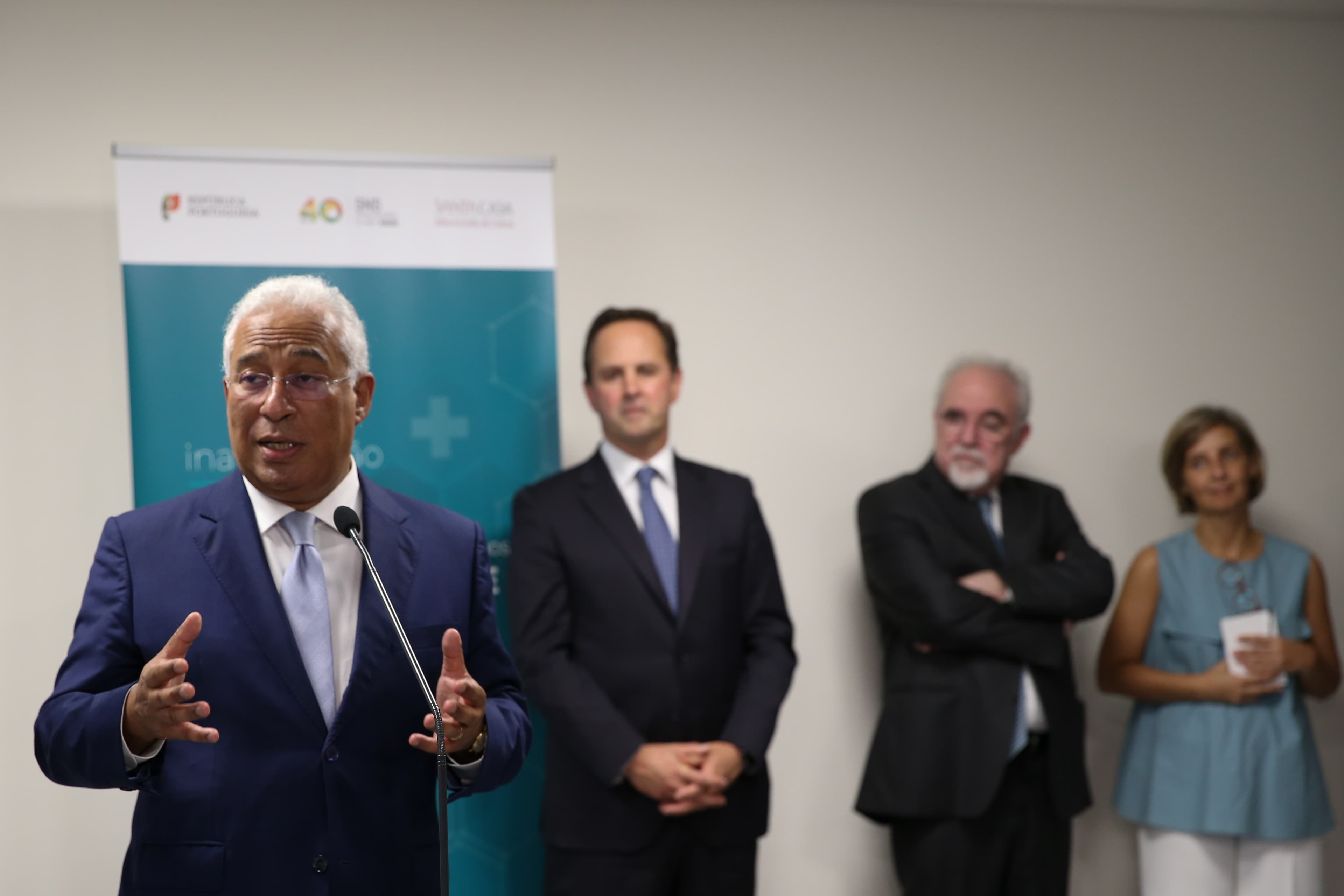Primeiro-Ministro António Costa e Ministros Vieira da Silva e Marta Temido na inauguração de unidade de cuidados continuados integrado, Lisboa, 12 julho 2019 (foto: Manuel de Almeida/Lusa)