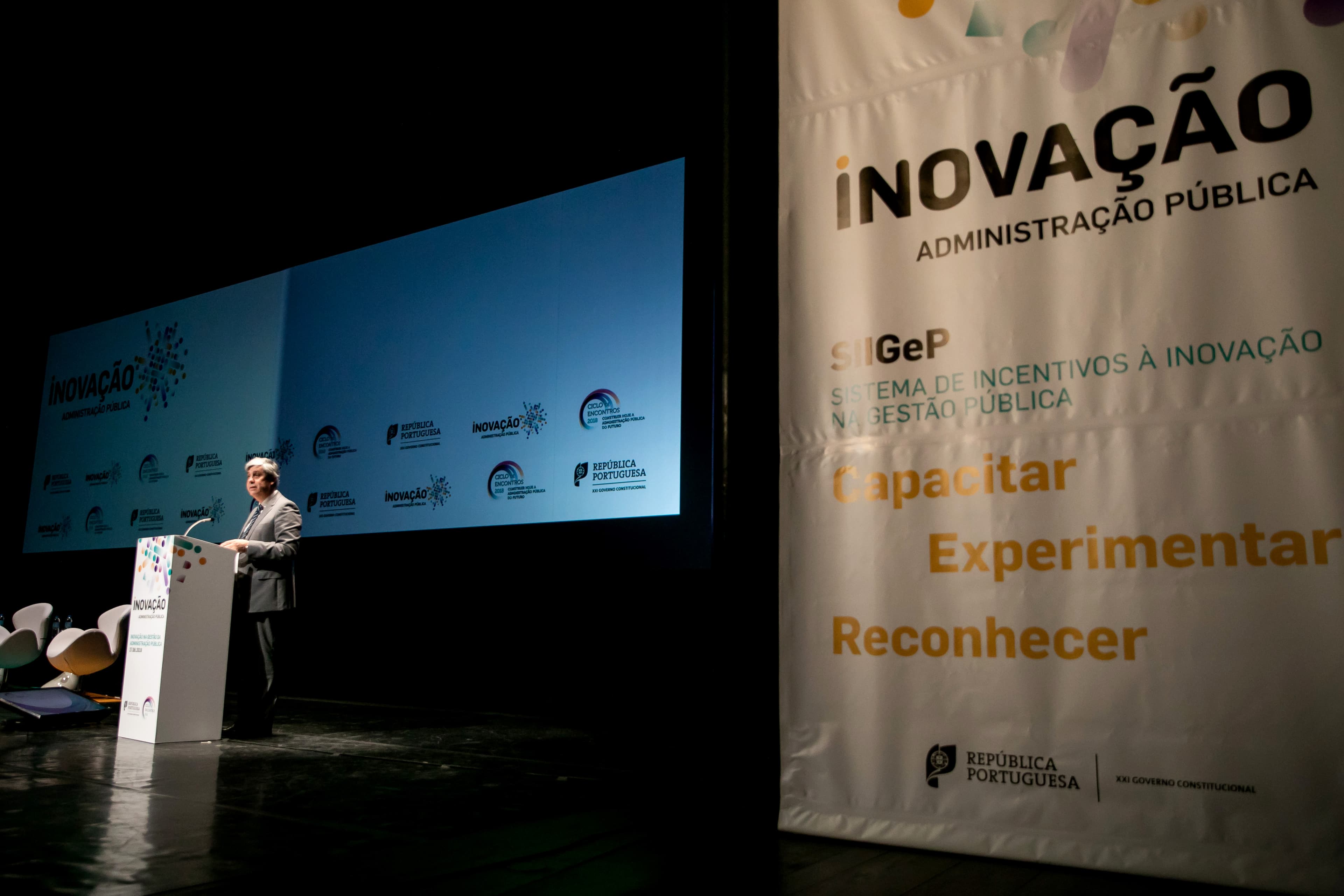 Ministro das Finanças, Mário Centeno, no terceiro encontro «Construir hoje a Administração Pública do futuro», Lisboa, 27 junho 2018 (Foto: Paulo Vaz Henriques)