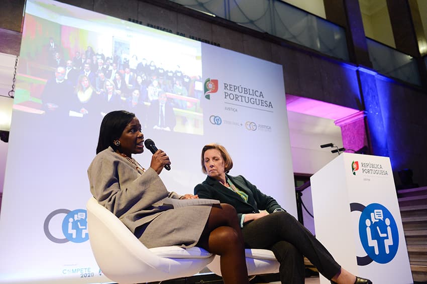 Ministra da Justiça, Francisca Van Dunem, na apresentação do modelo de expansão do Tribunal +, Guimarães, 27 novembro 2018