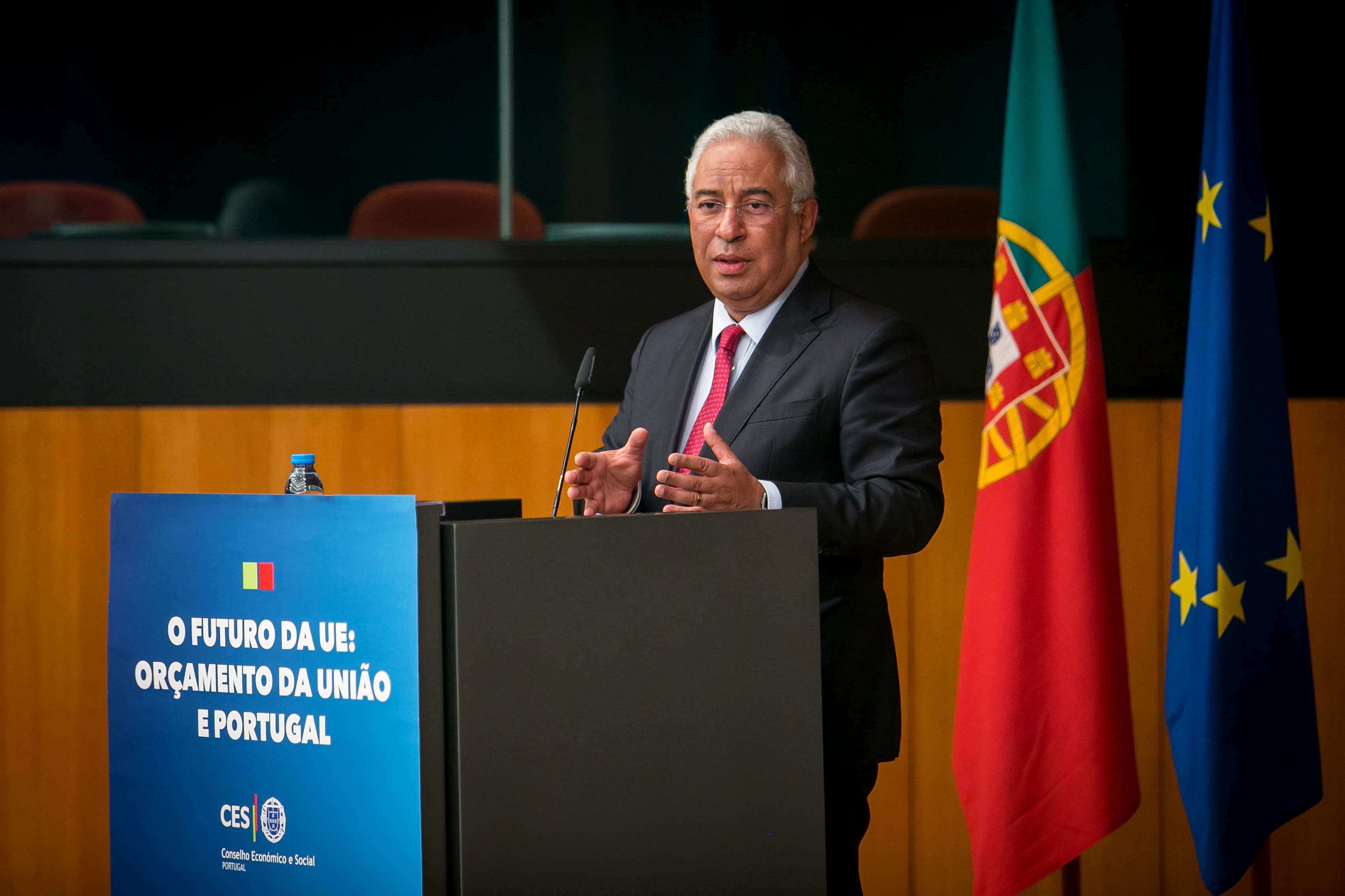 Primeiro-Ministro António Costa na conferência «O Futuro da UE: Orçamento da União e Portugal», Lisboa, 9 fevereiro 2018 (Foto: Paulo Vaz Henriques)