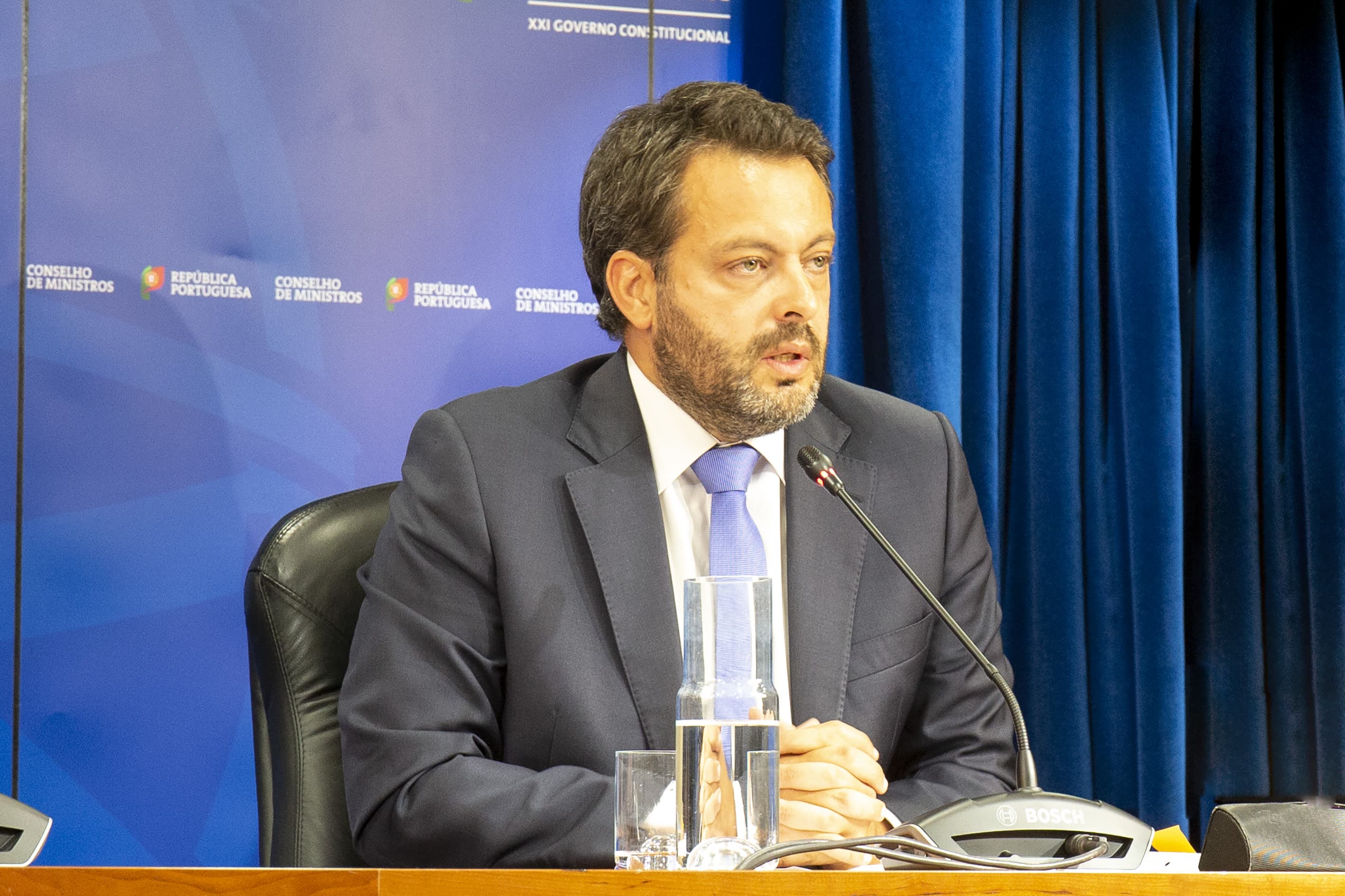 Secretário de Estado do Emprego, Miguel Cabrita, na conferência de imprensa após o Conselho de Ministros, Lisboa, 22 agosto 2019 (Foto: João Bica)