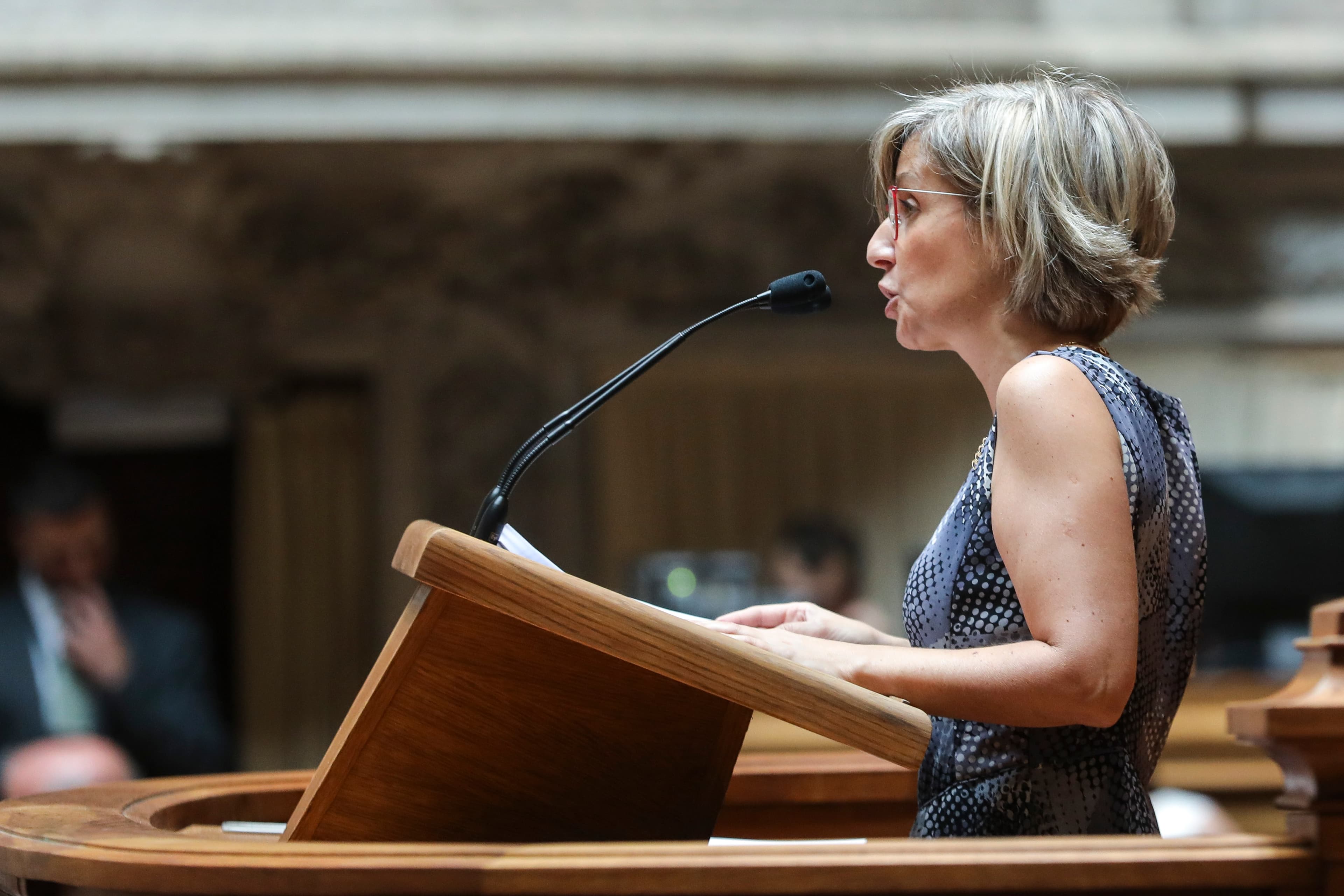 Ministra da Saúde, Marta Temido, durante a intervenção numa interpelação ao Governo sobre o estado do setor em Portugal na Assembleia da República, Lisboa, 30 maio 2019 (Foto: Miguel A. Lopes/Lusa)