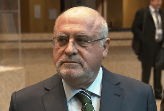 Ministro da Agricultura, Florestas e Desenvolvimento Rural, Luís Capoulas Santos, no final da reunião do Conselho de Ministros da Agricultura da União Europeia, Bruxelas, 19 fevereiro 2018