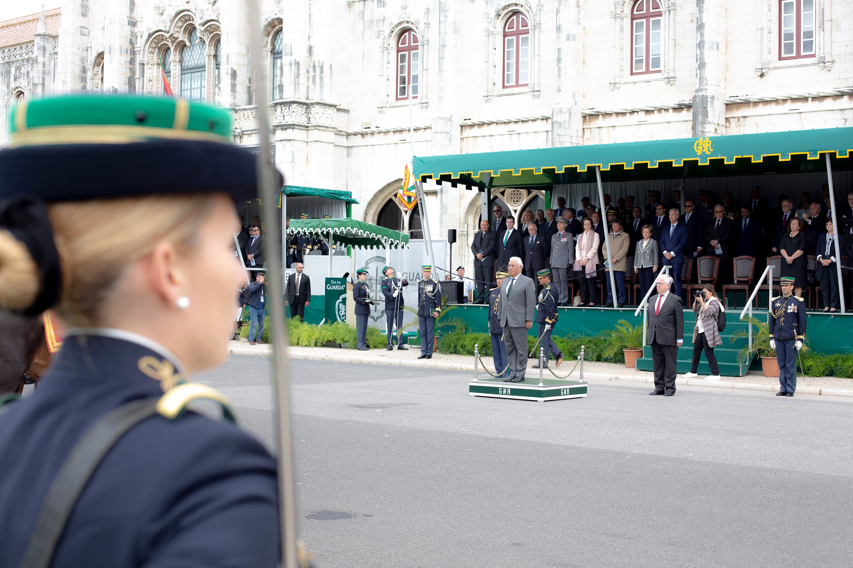 Primeiro-Ministro, António Costa, e Ministro da Administração Interna, Eduardo Cabrita, na cerimónia militar do 108º aniversário da GNR, Lisboa, 6 maio 2019 (Foto: João Bica)