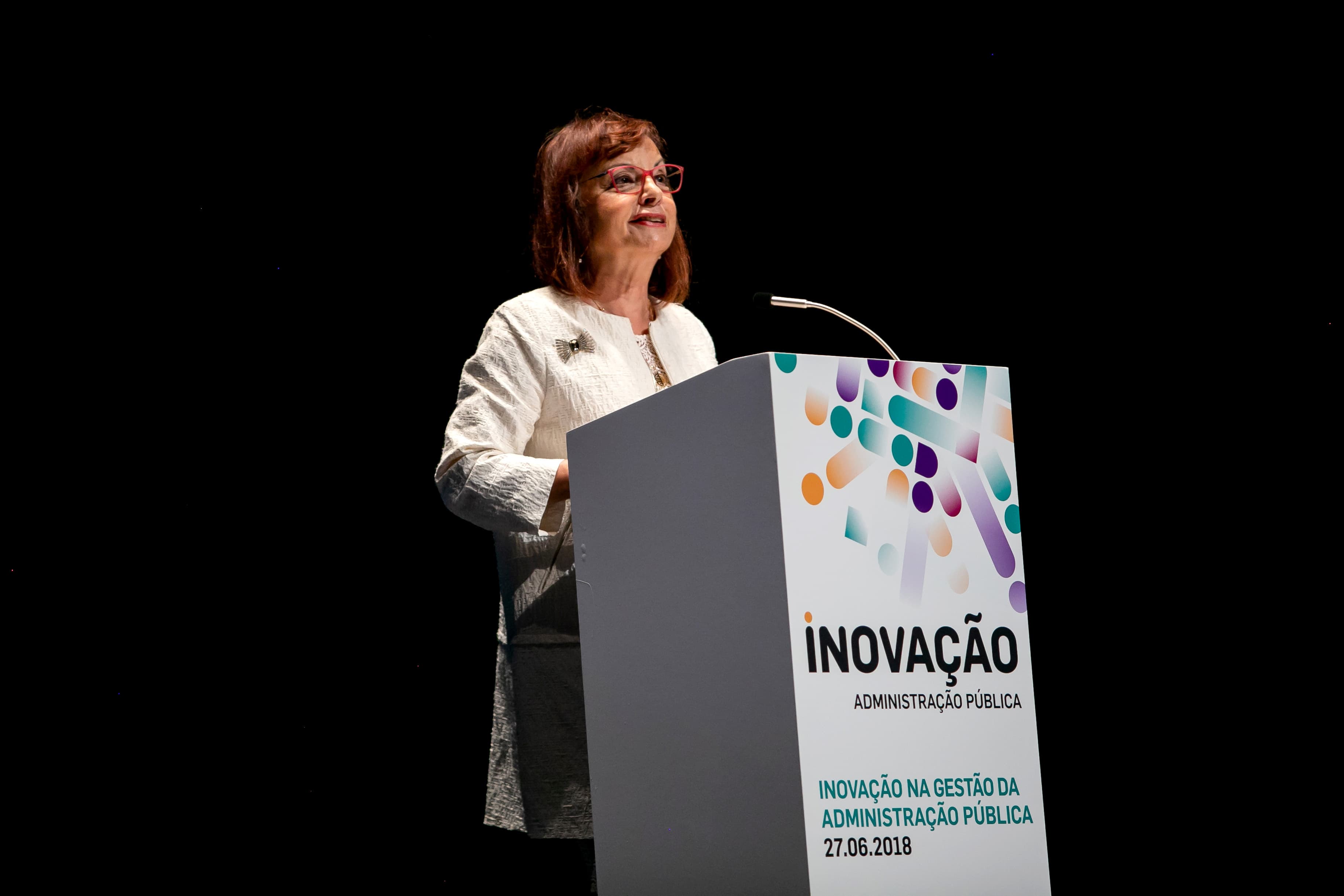 Ministra da Presidência e da Modernização Administrativa, Maria Manuel Leitão Marques, no terceiro encontro «Construir hoje a Administração Pública do futuro», Lisboa, 27 junho 2018 (Foto: Paulo Vaz Henriques)