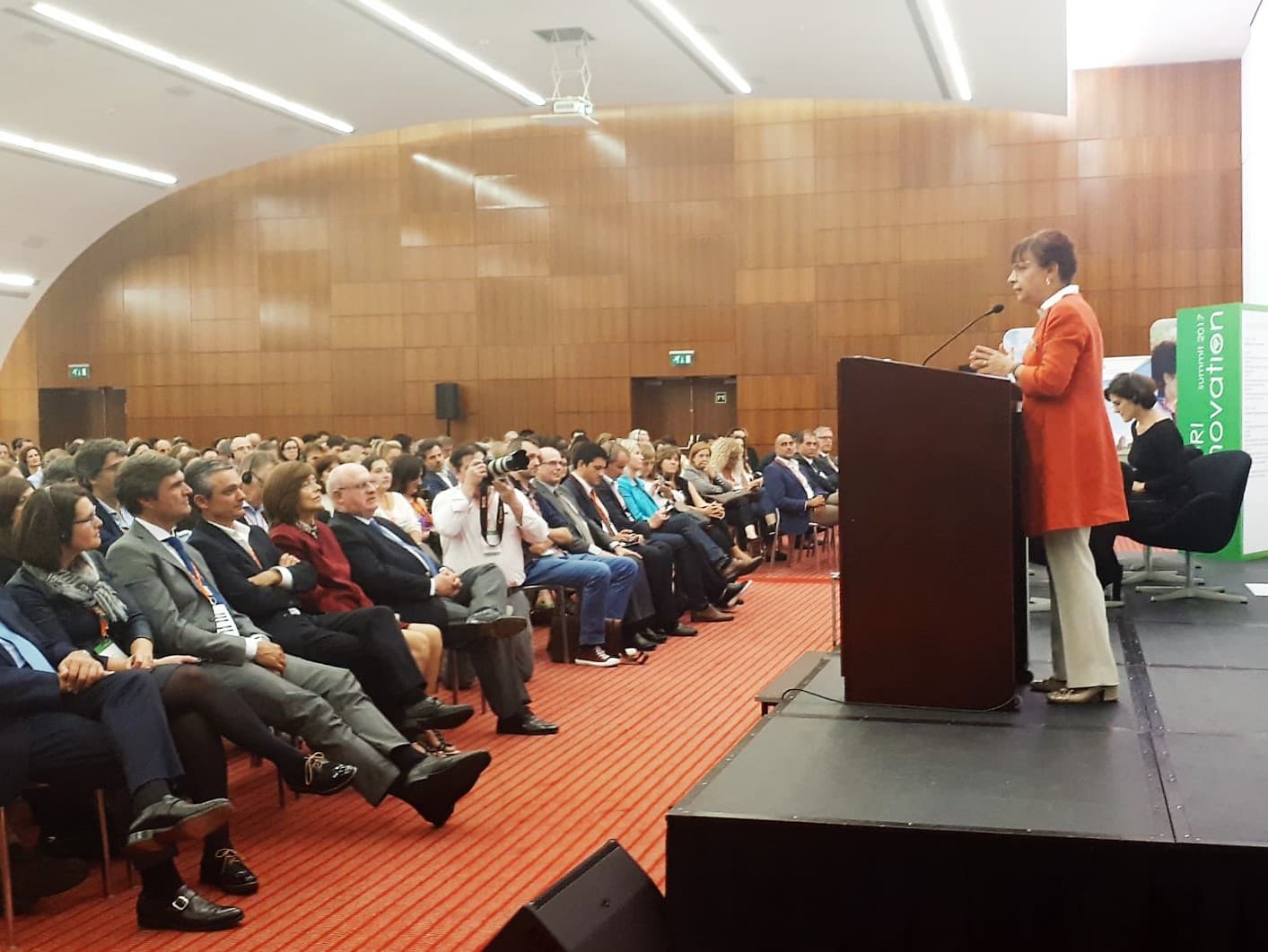 Ministra da Presidência e da Modernização Administrativa, Maria Manuel Leitão Marques, no encerramento do Agri Innovation Summit 2017, Oeiras 12 outubro 2017