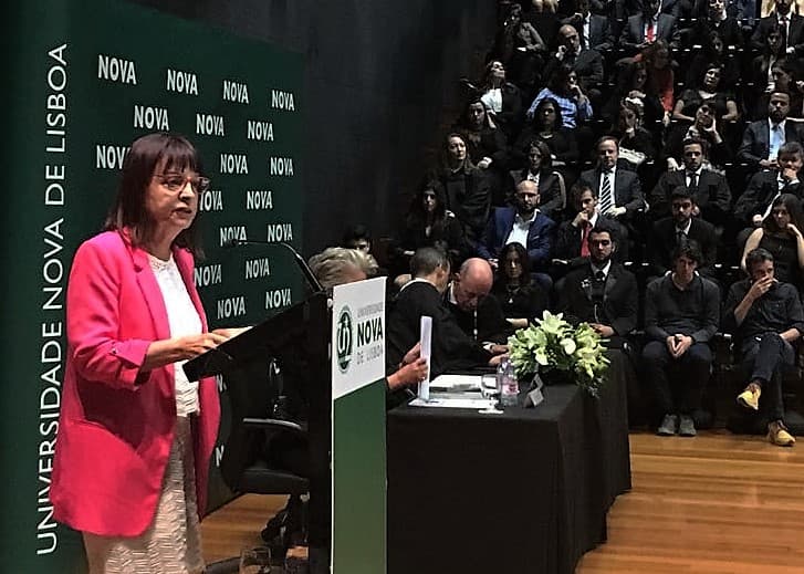 Ministra da Presidência e da Modernização Administrativa, Maria Manuel Leitão Marques, na cerimónia comemorativa do Dia da Universidade Nova de Lisboa