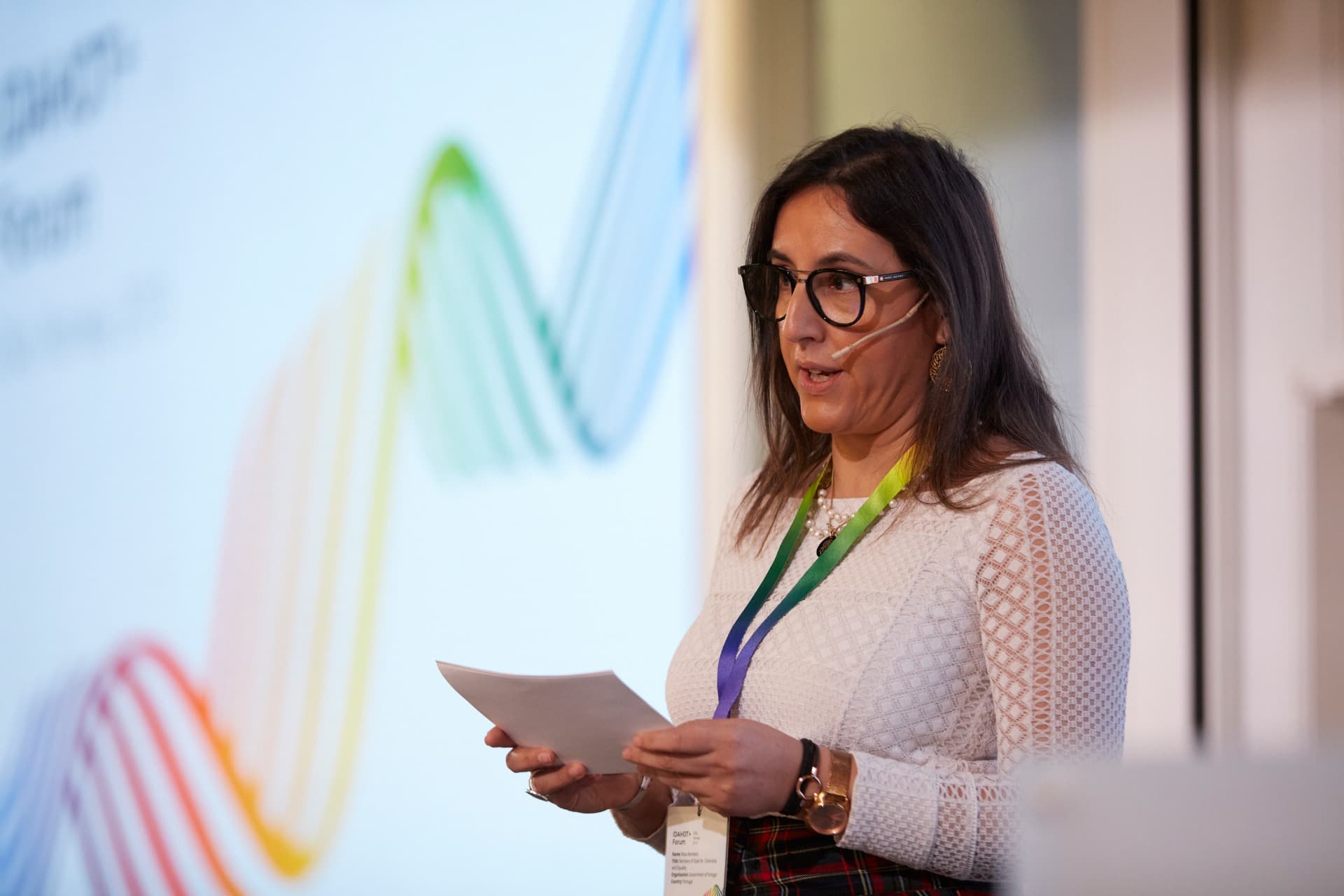 Secretária de Estado da Cidadania e Igualdade, Rosa Monteiro, no Fórum Idahot+, Oslo, 13 maio 2019 (DR)