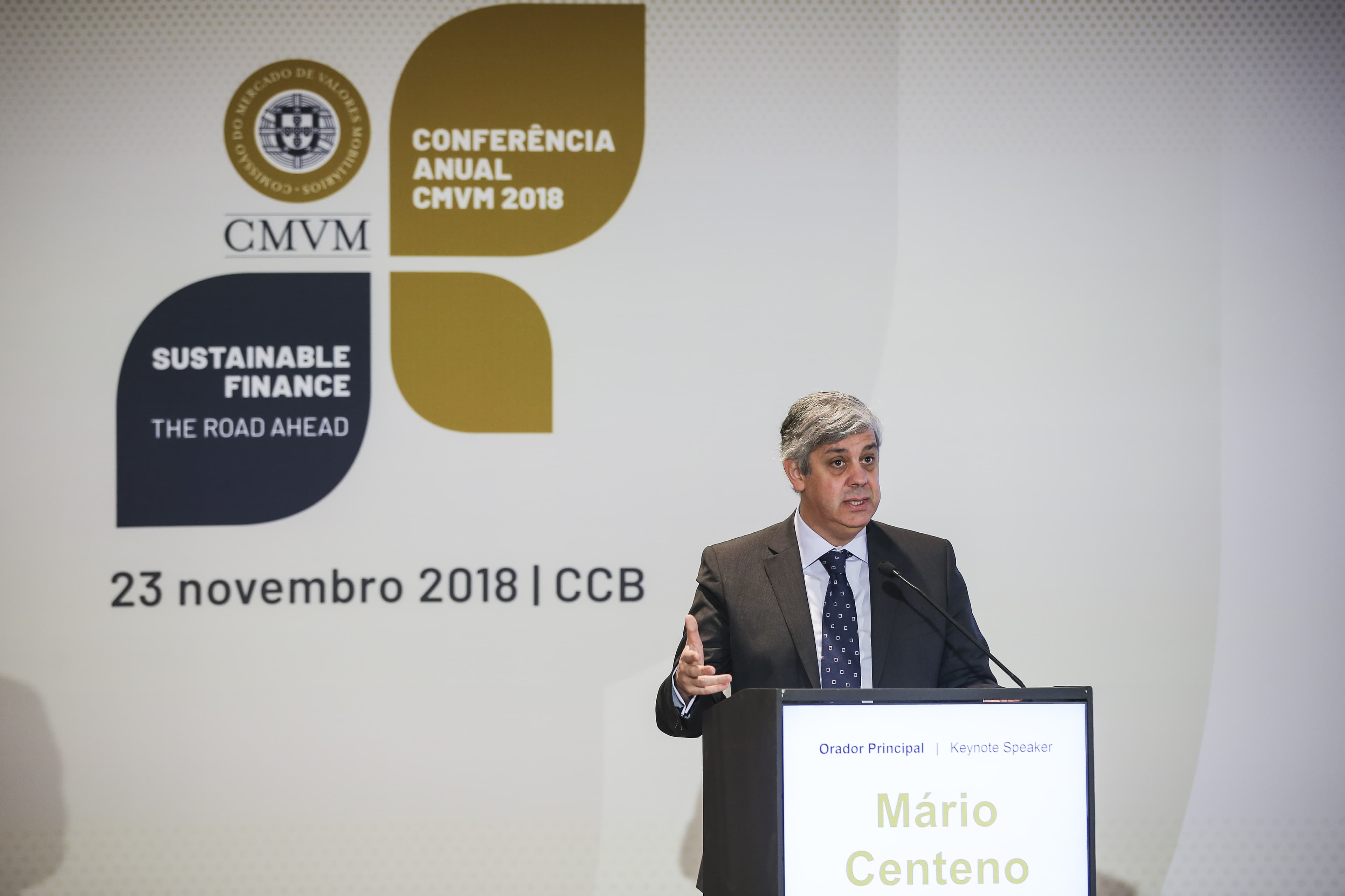 Ministro das Finanças, Mário Centeno, na conferência da CMVM «Sustainable Finance: The Road Ahead», Lisboa, 23 novembro 2018. (Foto: José Sena Goulão/LUSA)