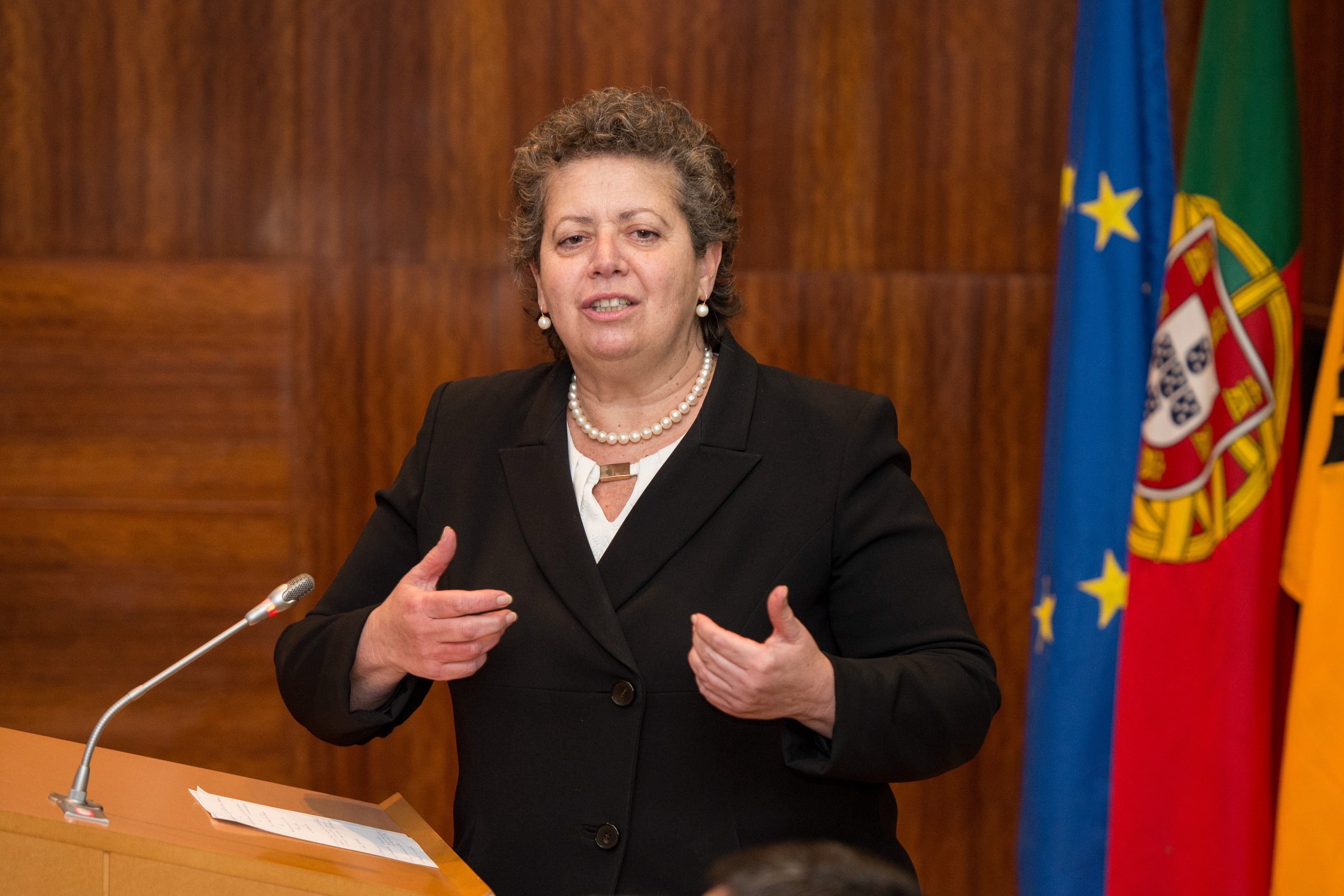 Ministra do Mar, Ana Paula Vitorino, na apresentação da Janela Ãnica Logística, Sines, 2 março 2018 (Foto: Tiago Canhoto/Lusa)
