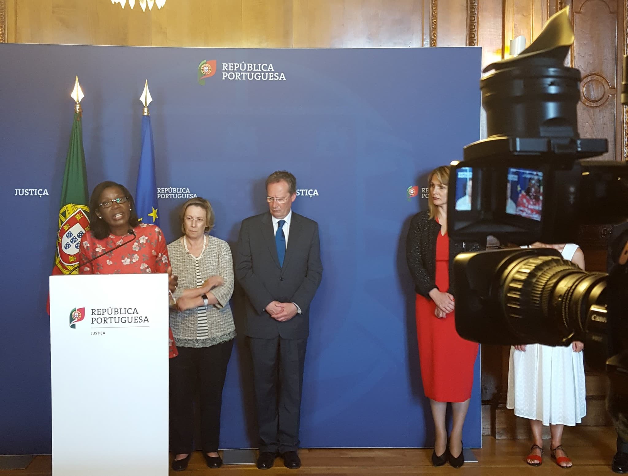 Ministra da Justiça, Francisca Van Dunem, na cerimónia de tomada de posse do Inspetor-Geral dos Serviços de Justiça, Lisboa, 26 junho 2018