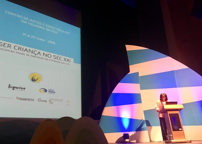 Ministra da Justiça, Francisca Van Dunen, no encerramento do Encontro Anual de Avaliação das Comissões de Proteção das Crianças e Jovens (CPCJ), Figueira da Foz, 23 maio 2018