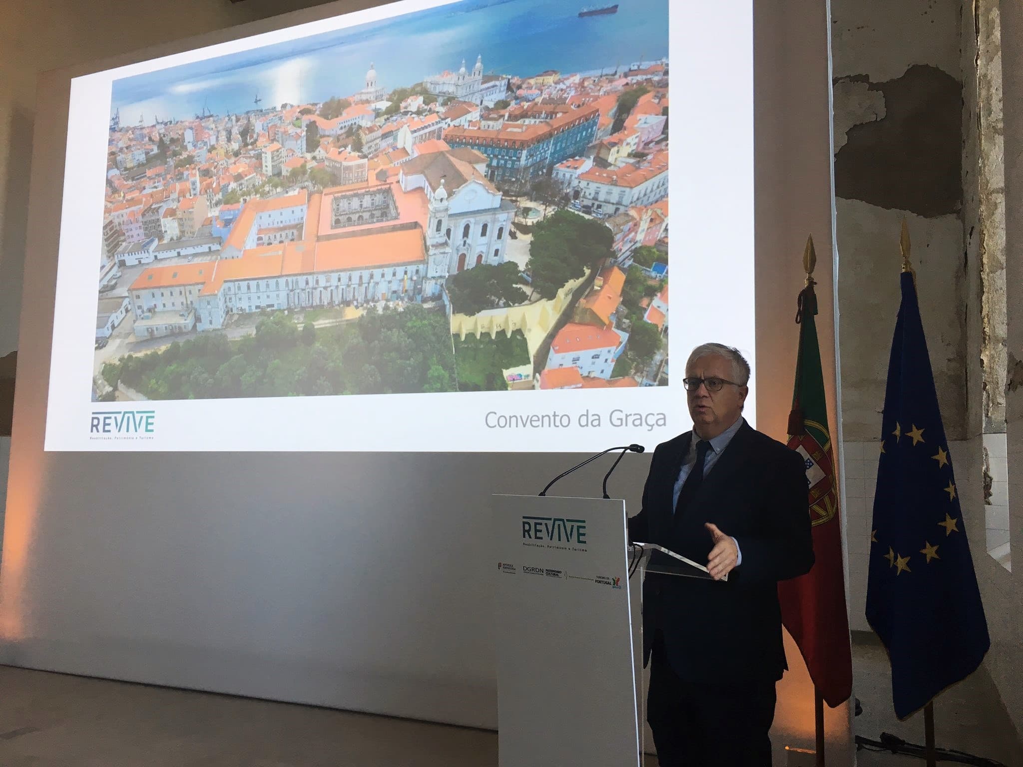 Ministro da Administração Interna, Eduardo Cabrita, na lançamento do concurso público para a concessão do Quartel da Graça, Lisboa, ao abrigo do programa Revive, 4 fevereiro 2019