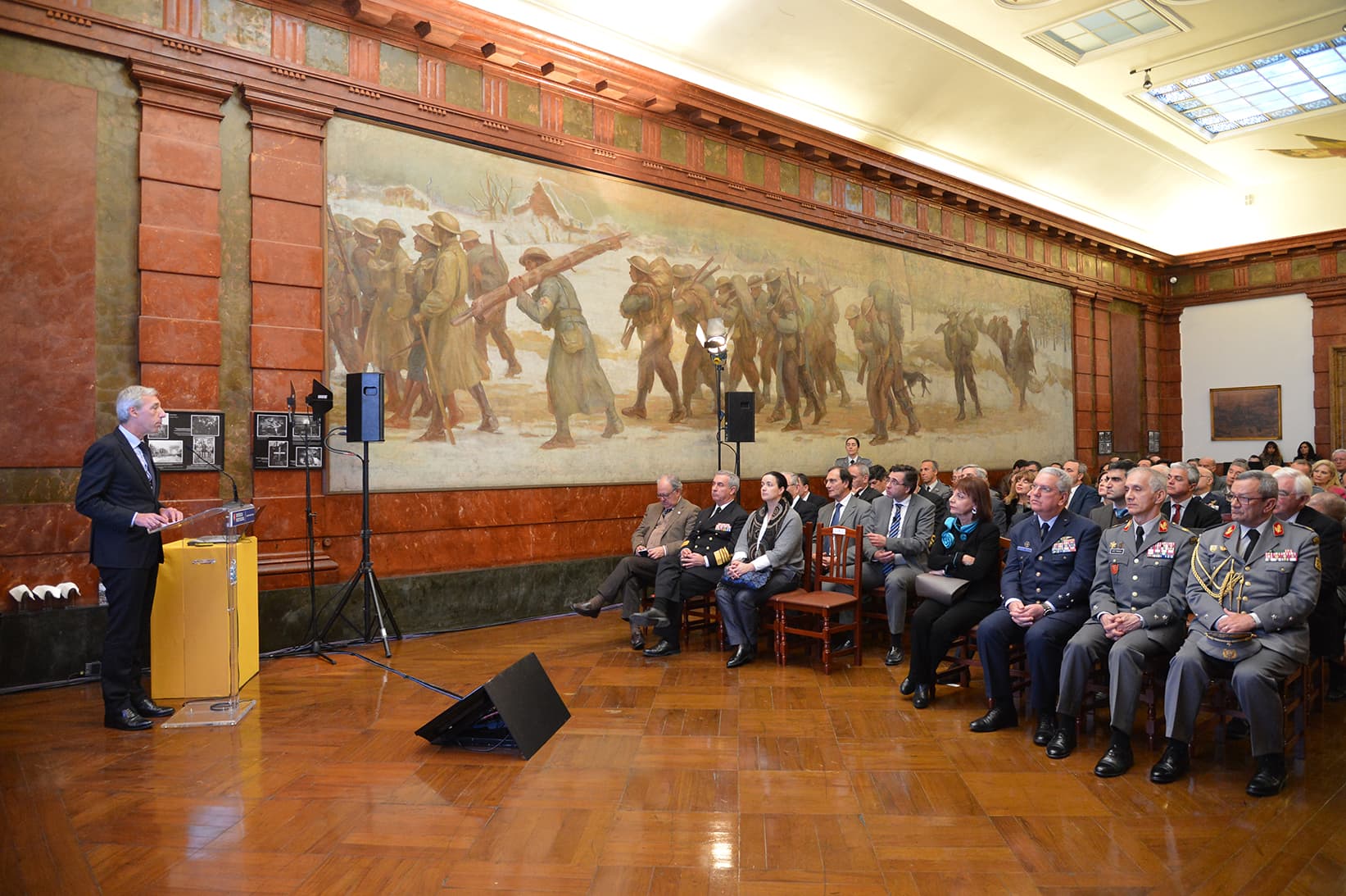 Ministros da Presidência e da Modernização Administrativa, da Defesa Nacional, e da Educação, na apresentação do Portal das Instituições de Memória da Defesa Nacional, Lisboa, 25 janeiro 2019