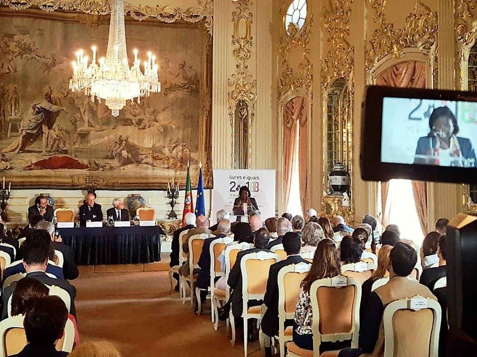 Ministra da Justiça, Francisca Van Dunem, intervém na apresentação do programa das comemorações dos 70 anos da Declaração Universal dos Direitos Humanos e dos 40 anos da adesão de Portugal à Convenção Europeia, Lisboa, 7 setembro 2018