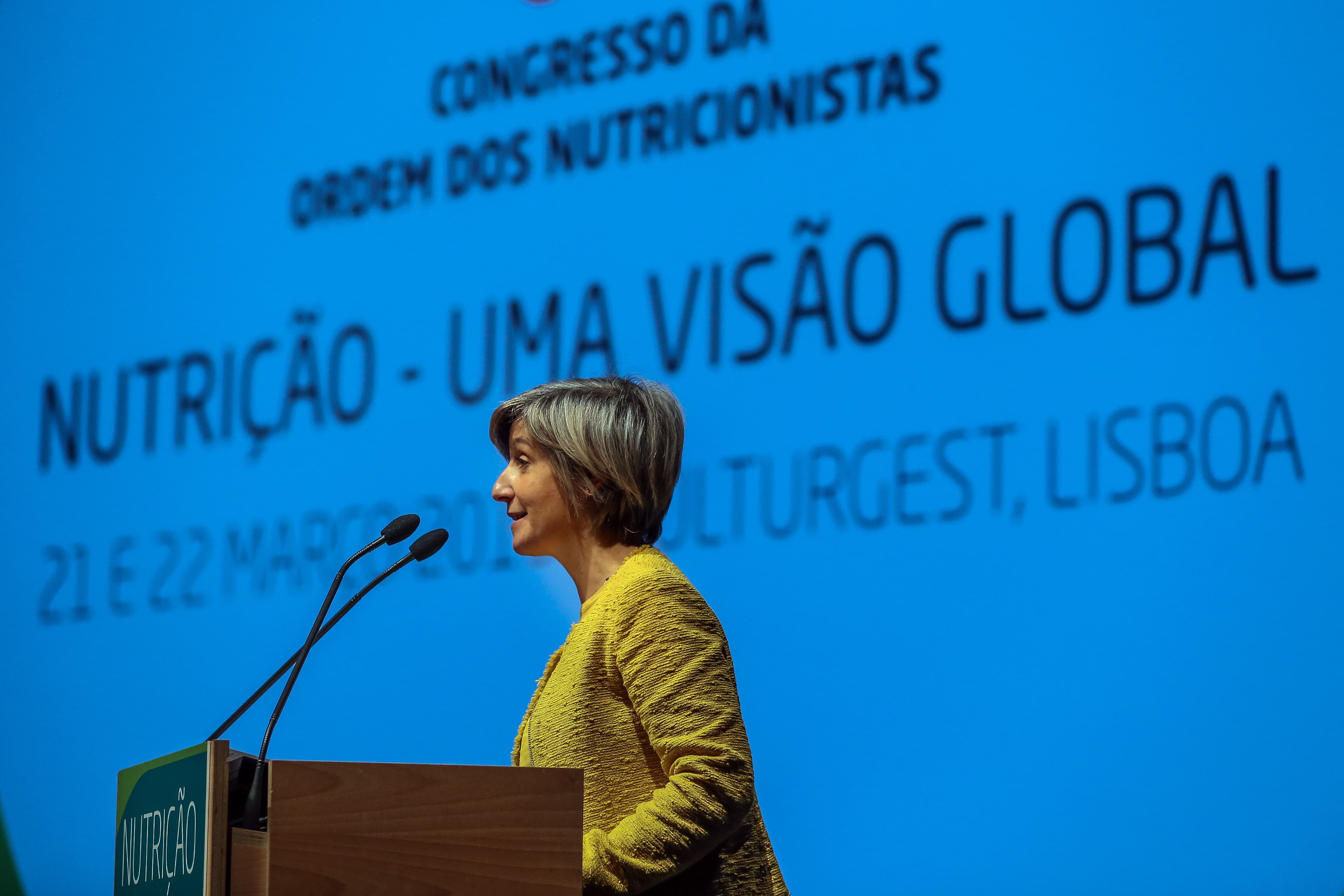Ministra da Saúde, Marta Temido, durante a sessão de encerramento do Congresso da Ordem dos Nutricionistas, Lisboa, 22 março 2019 (Foto: Manuel de Almeida/Lusa)