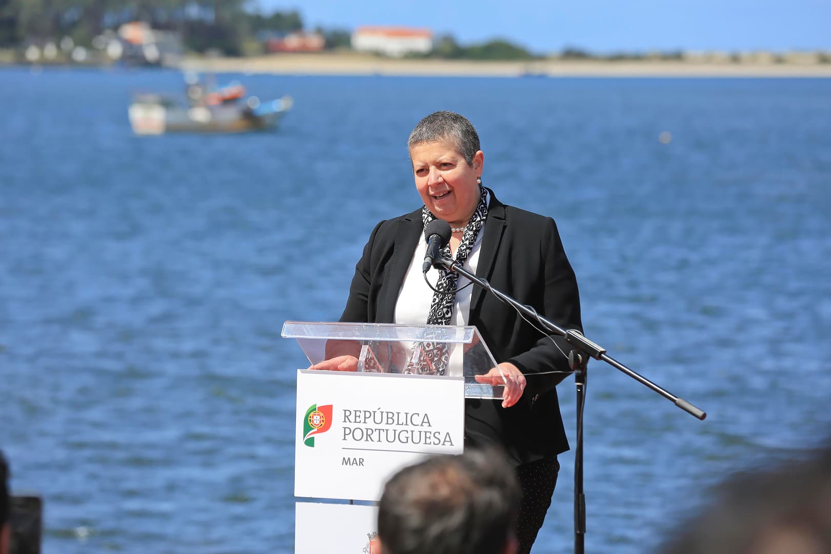 Ministra do Mar, Ana Paula Vitorino, na inauguração do novo cais dos pescadores de Caminha, 12 maio 2018