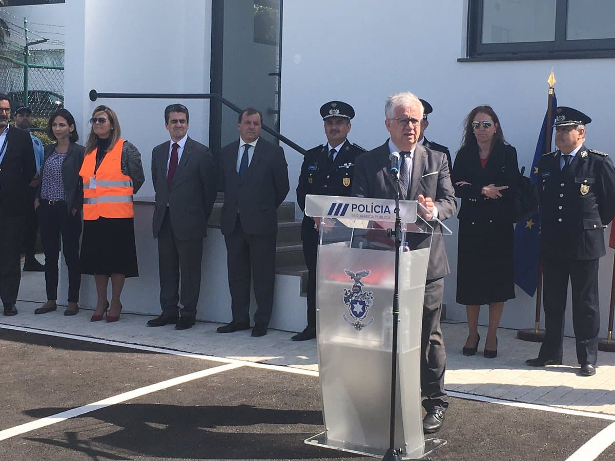 Ministro da Administração Interna, Eduardo Cabrita, intervém na inauguração da esquadra da PSP no aeroporto de Tires, Cascais, 16 abril 2019
