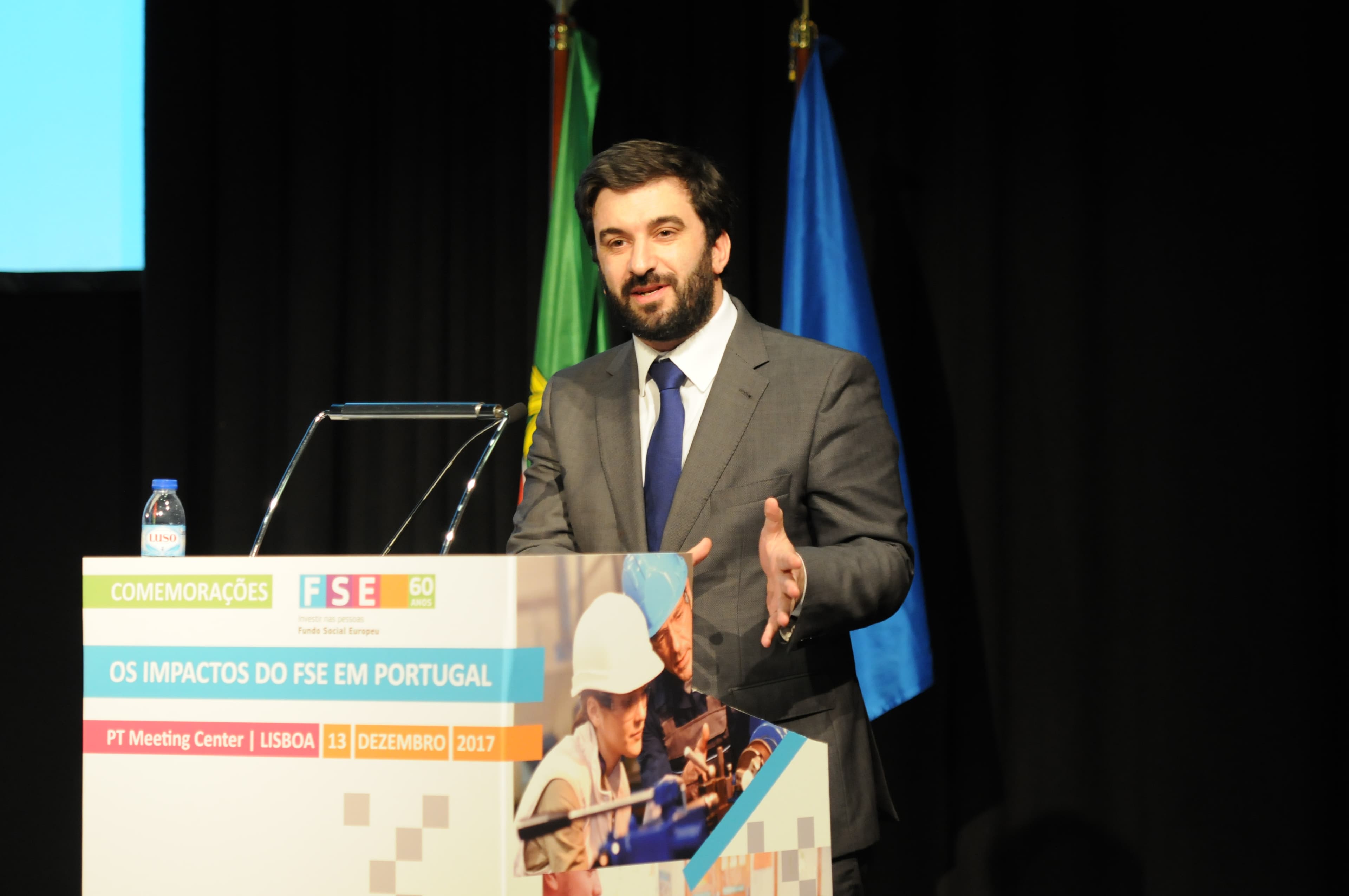 Ministro da Educação, Tiago Brandão Rodrigues, no encerramento do seminário «Os impactos do Fundo Social Europeu em Portugal», Lisboa, 13 dezembro 2017