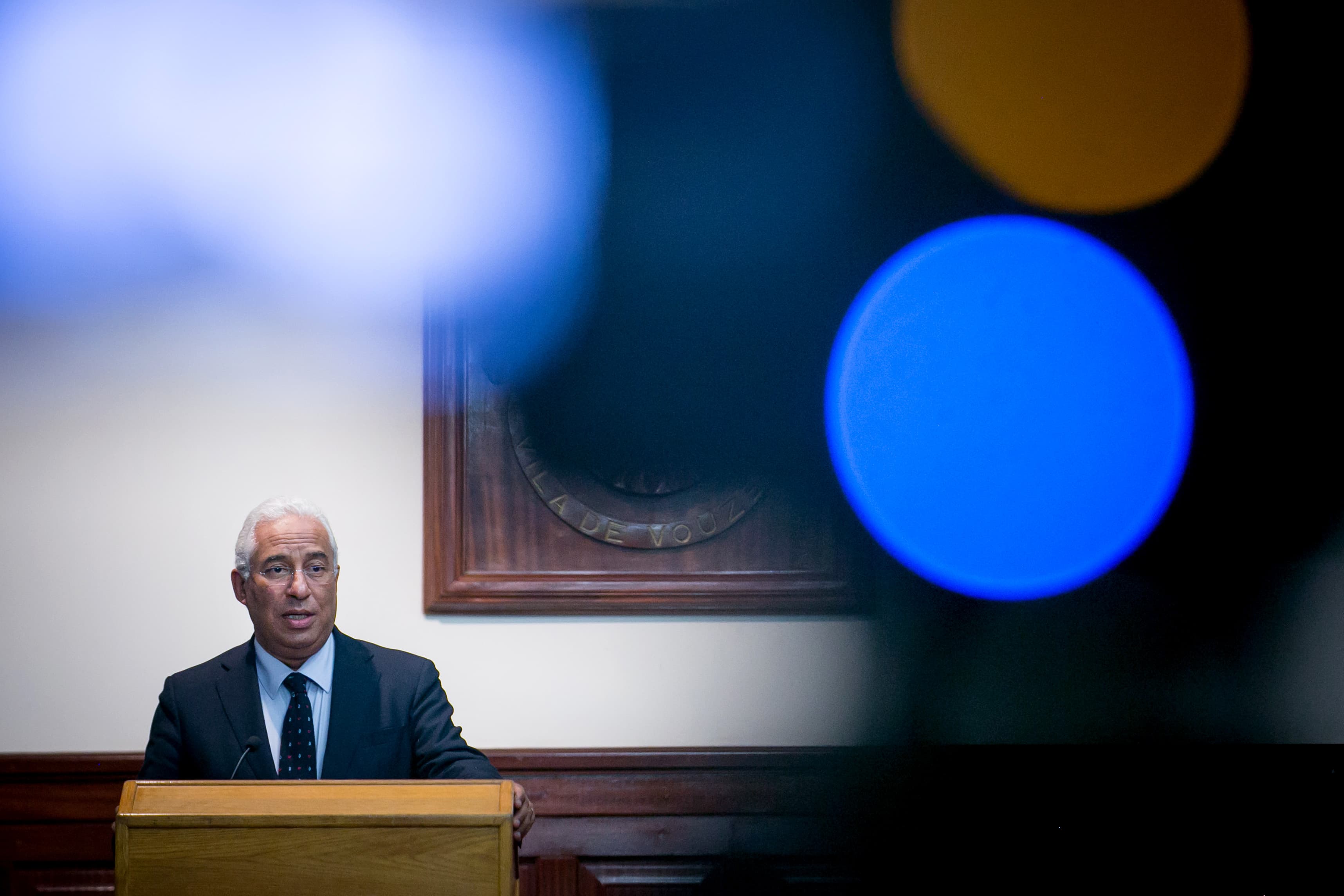 Primeiro-Ministro António Costa na cerimónia de assinatura de protocolos com os bancos para apoio à tesouraria das empresas afetadas pelos incêndios, Vouzela, 14 novembro 2017 (foto: Paulo Vaz Henriques)