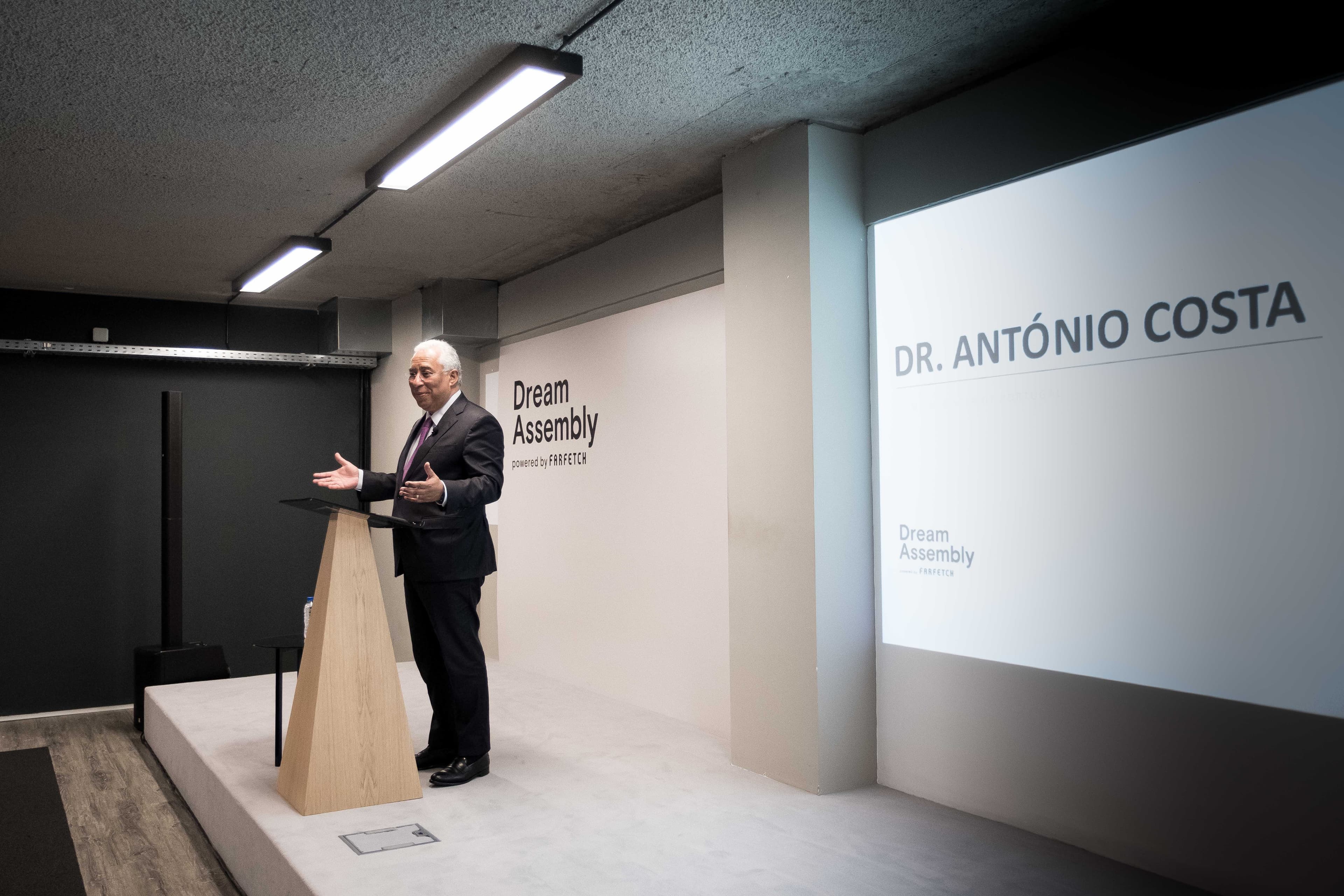 Primeiro-Ministro António Costa no lançamento do projeto de startups da empresa de venda de vestuário online Farfetch, Lisboa, 20 abril 2018 (Foto: Clara Azevedo)