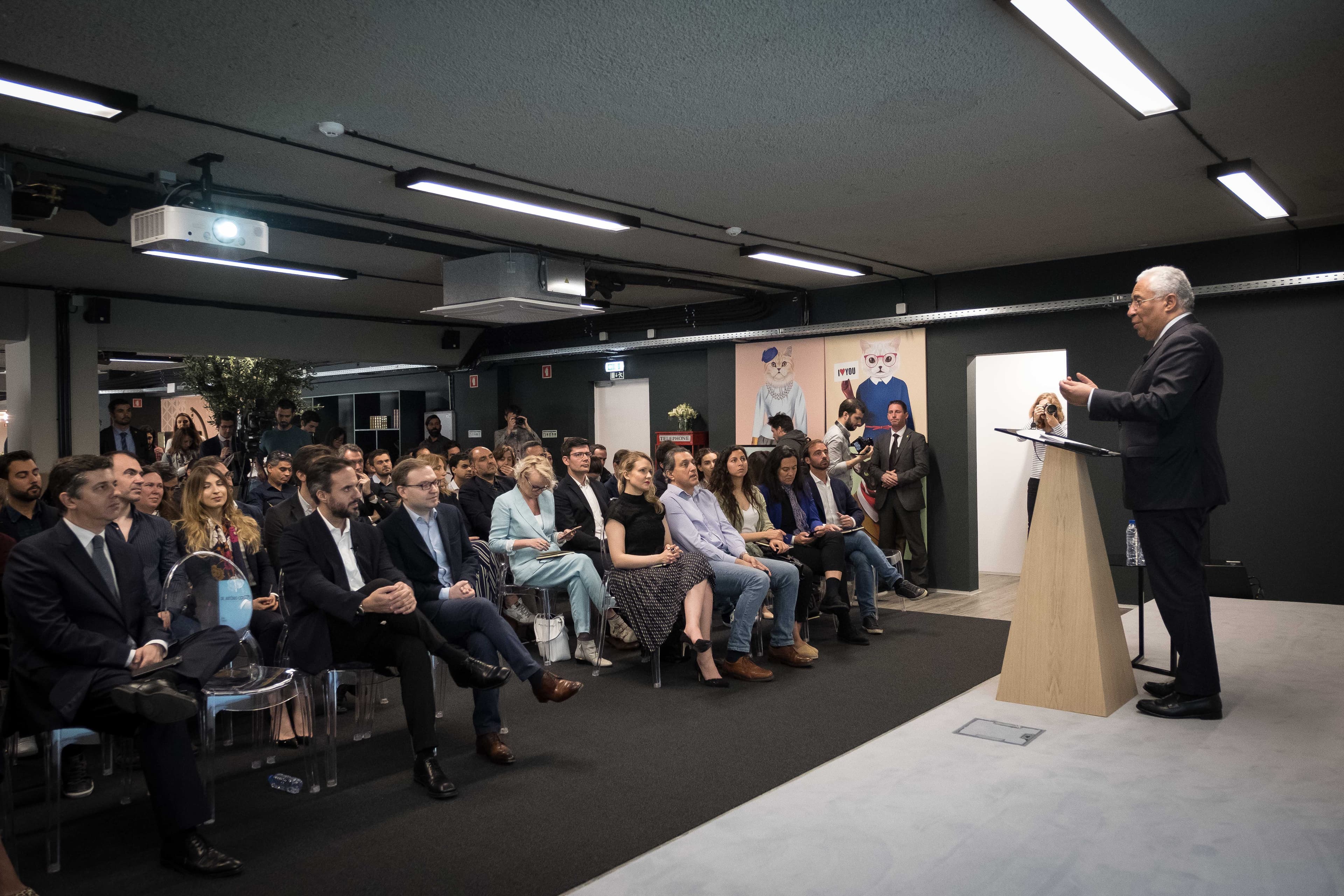 Primeiro-Ministro António Costa no lançamento do projeto de startups da empresa de venda de vestuário online Farfetch, Lisboa, 20 abril 2018 (Foto: Clara Azevedo)