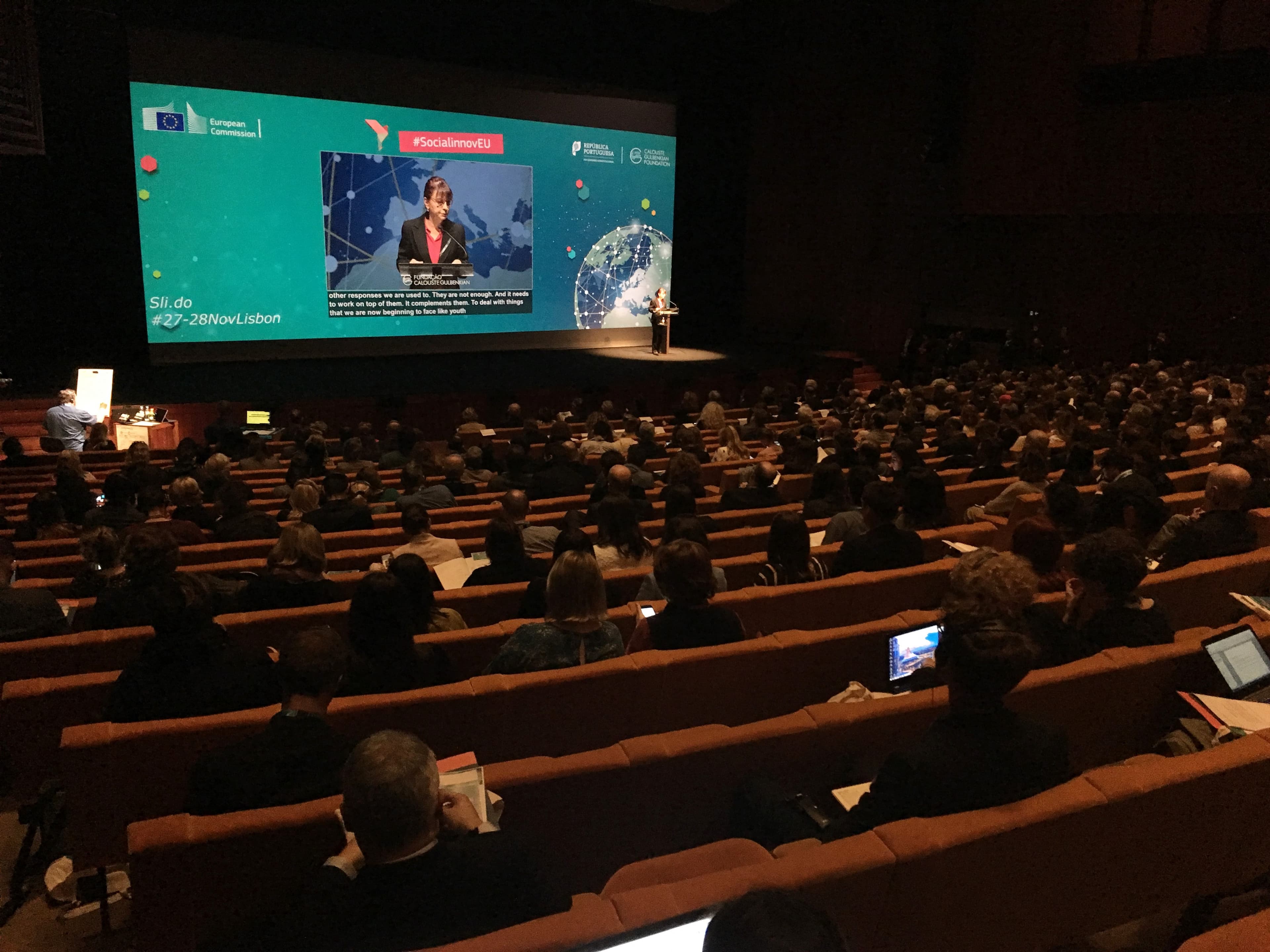 Ministra da Presidência e da Modernização Administrativa, Maria Manuel Leitão Marques, na cerimónia de abertura da conferência europeia sobre inovação social, Lisboa, 27 novembro 2017