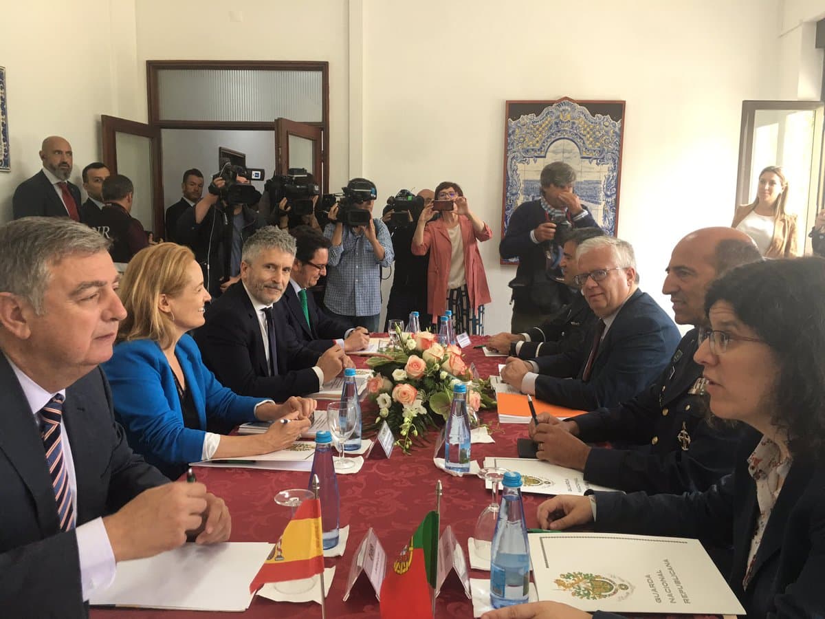 Ministro da Administração Interna, Eduardo Cabrita, na reunião com homólogo espanhol, Fernando Grande-Marlaska, Valença, 8 julho 2019