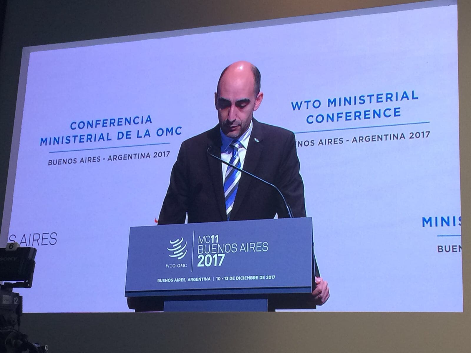 Secretário de Estado Adjunto e do Comércio, Paulo Alexandre Ferreira, durante a intervenção na 11.ª Conferência Ministerial da Organização Mundial do Comércio, Buenos Aires, 11 dezembro 2017