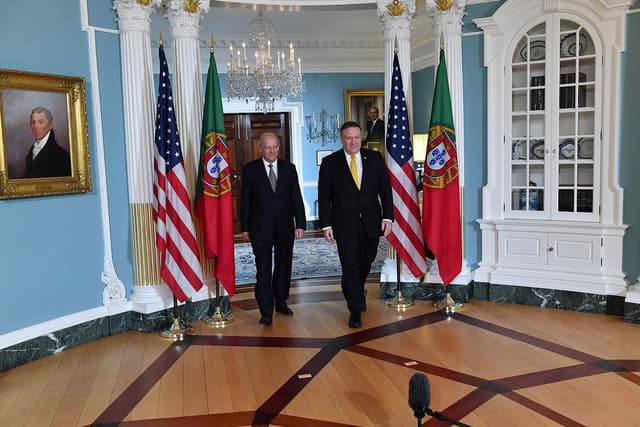 Ministro dos Negócios Estrangeiros, Santos Silva, com o Secretário de Estado dos Estados Unidos da América, Michael Pompeo, Washington D.C., 21 junho 2018 (Foto: Departamento de Estado dos EUA)
