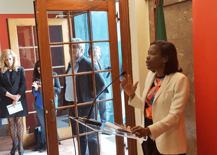 Ministra da Justiça, Francisca Van Dunem, na inauguração da exposição comemorativa dos 150 Anos da Abolição da Pena de Morte em Portugal, Lisboa, 20 abril 2018