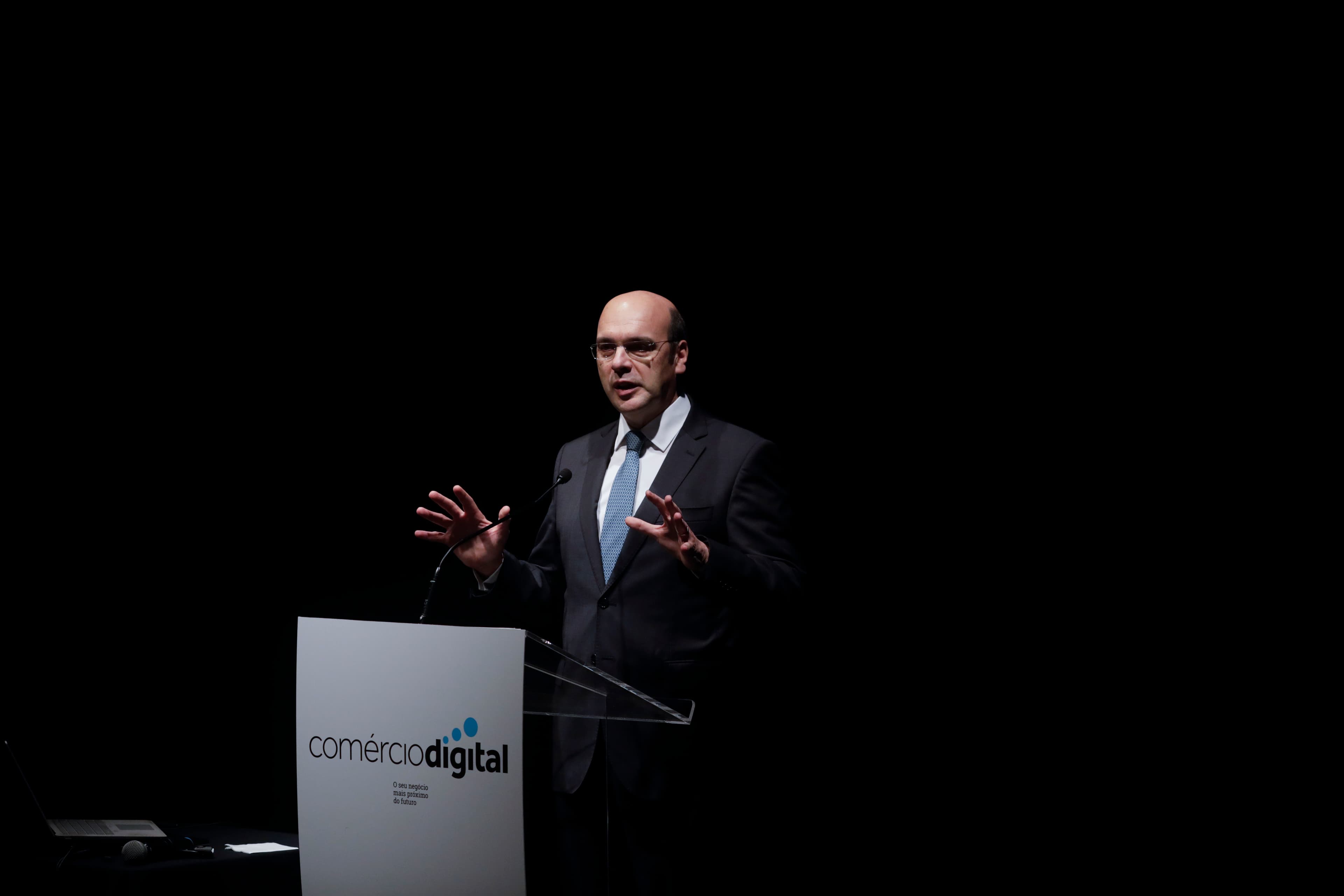 Ministro Adjunto e da Economia, Pedro Siza Vieira, no lançamento do programa Comércio Digital, Qualificar o Comércio e os Serviços para a Economia Digital, Leiria, 8 fevereiro 2019