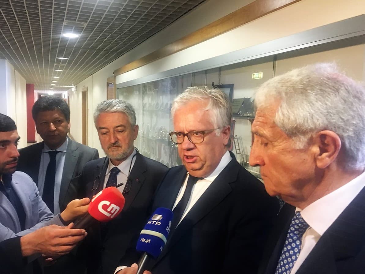 Ministro da Administração Interna, Eduardo Cabrita, no final da Comissão Mista Luso-Espanhola de Proteção Civil, Oeiras, 26 junho 2018