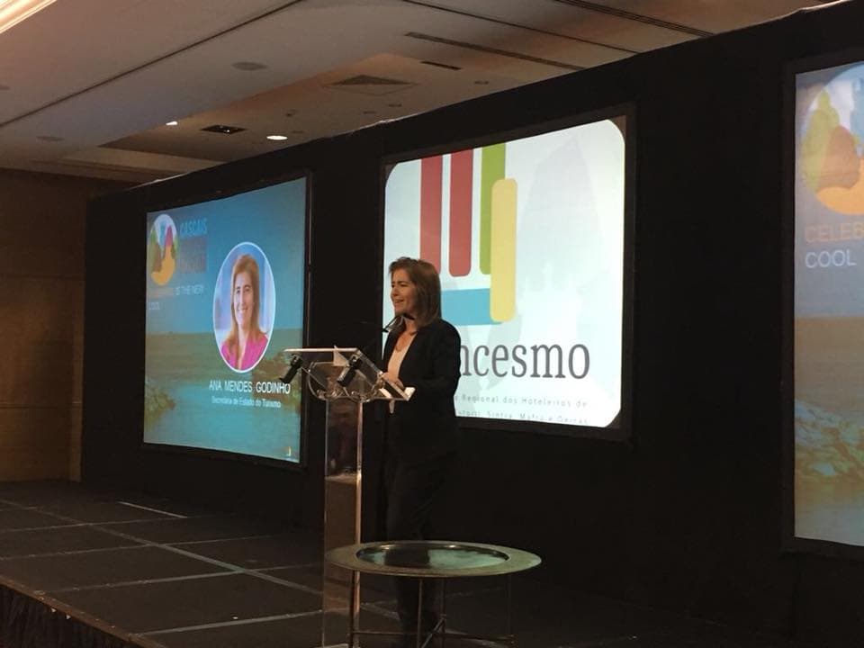 Secretária de Estado do Turismo, Ana Mendes Godinho, durante a cerimónia de abertura da terceira edição do fórum do Turismo de Cascais, 8 maio 2018