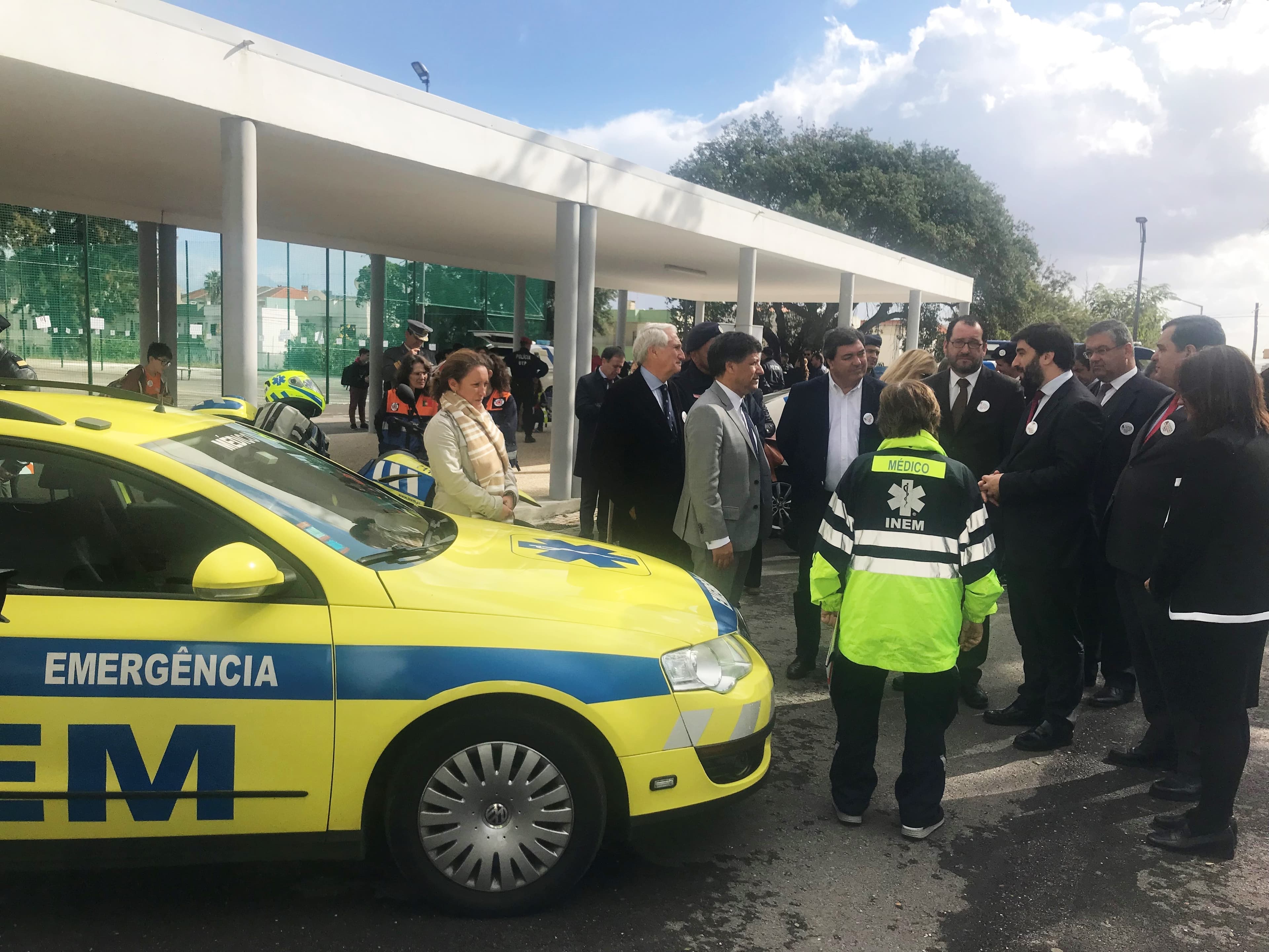 Ministro da Educação, Tiago Brandão Rodrigues, e Secretários de Estado da Proteção Civil, José Artur Neves, e da Educação, João Costa, no exercício «A Terra Treme», Montijo, 5 novembro 2018