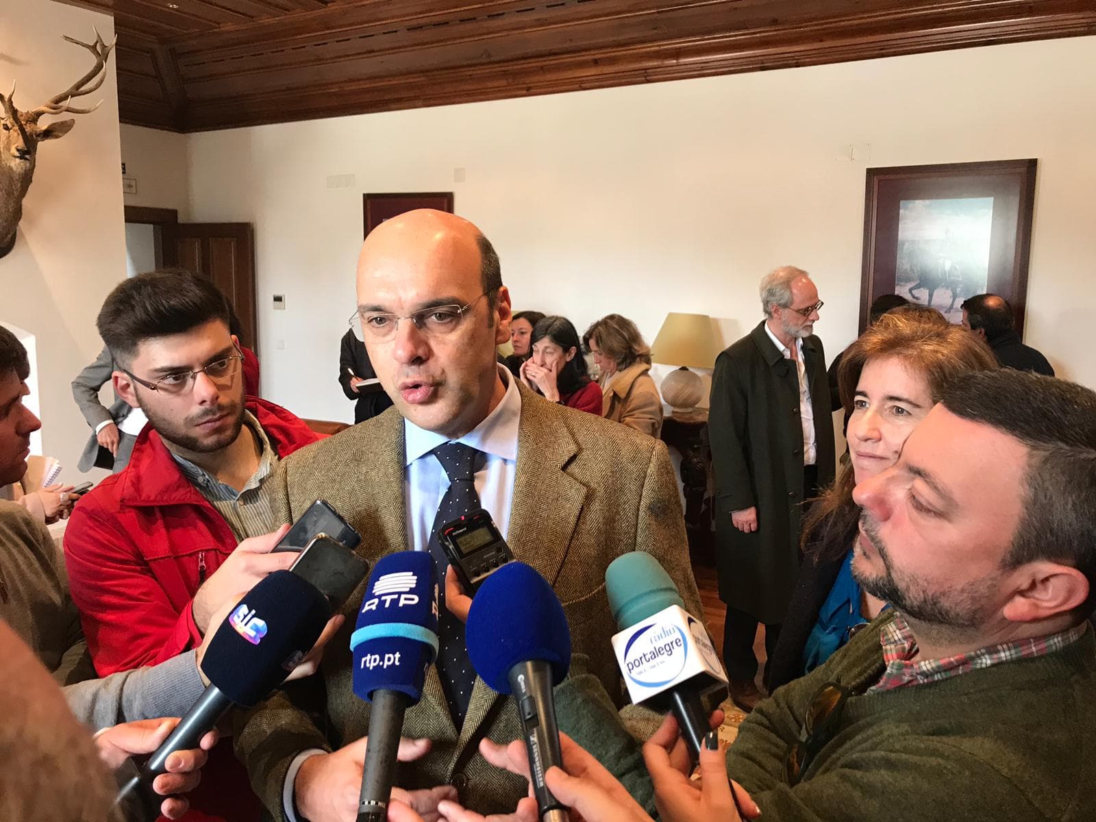 Ministro Adjunto e da Economia, Pedro Siza Vieira, na cerimónia de lançamento da primeira pedra do hotel Vila Galé Alter Real, na Coudelaria de Alter do Chão, Portalegre, 15 fevereiro 2019