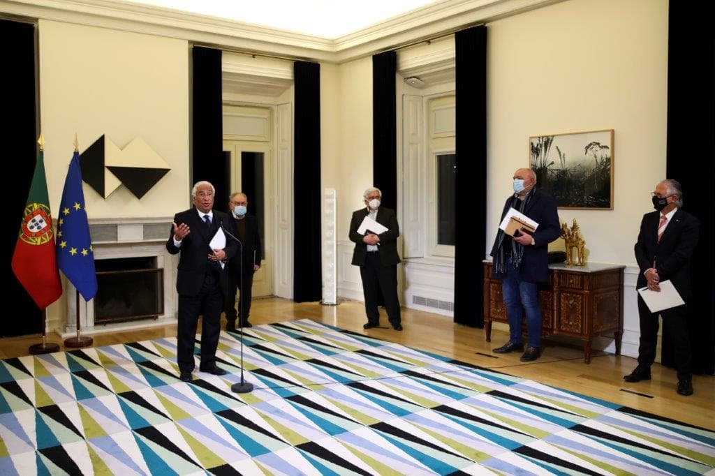 Primeiro-Ministro António Costa faz declaração no final da reunião de balanço da primeira fase de vacinação contra a Covid-19 em lares de idosos, Lisboa, 28 janeiro 2021 (foto: Manuel de Almeida/Lusa)